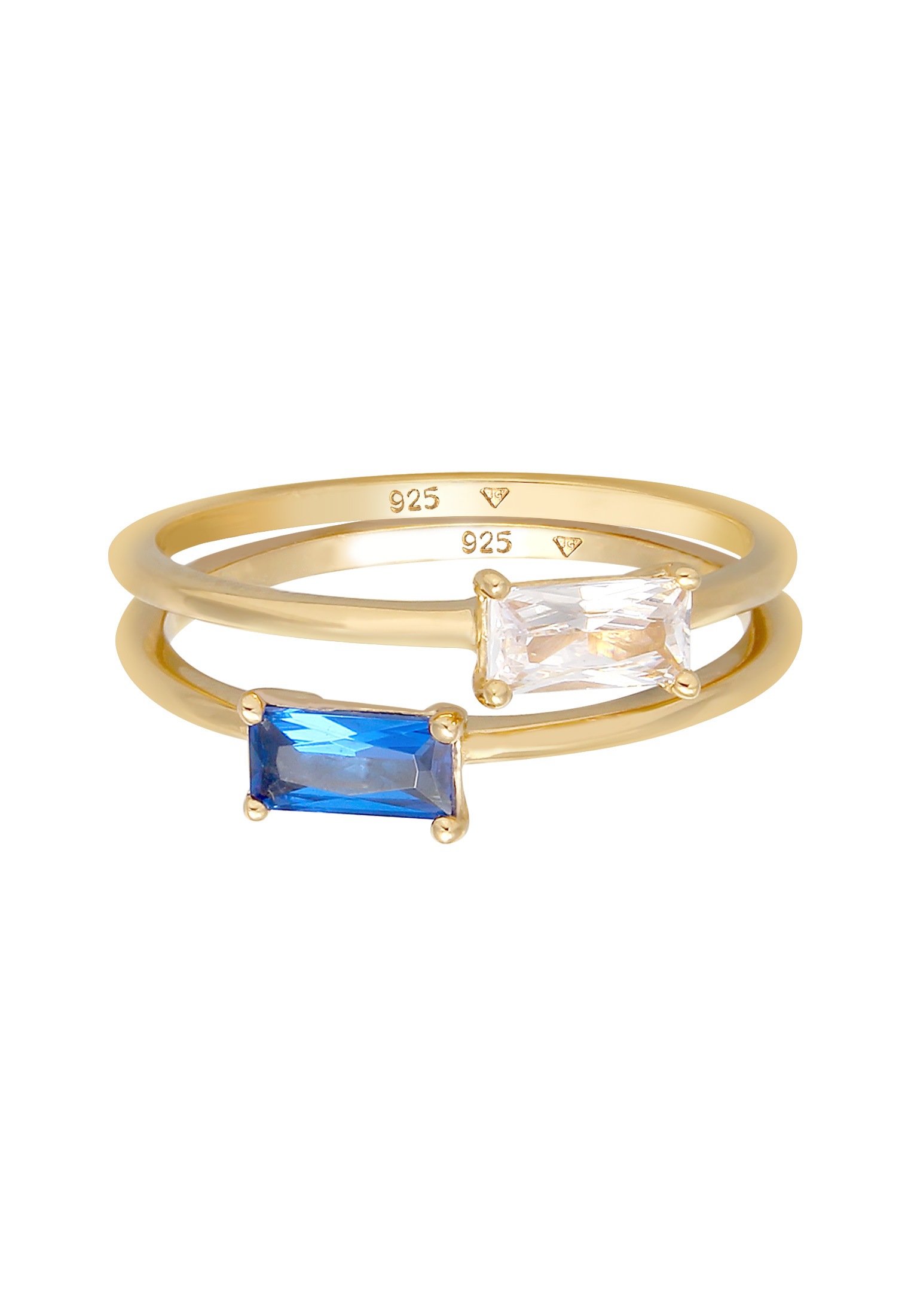Elli Premium Ring-Set »Ring Set Zirkonia Synthetischer Saphir 925 vergoldet«