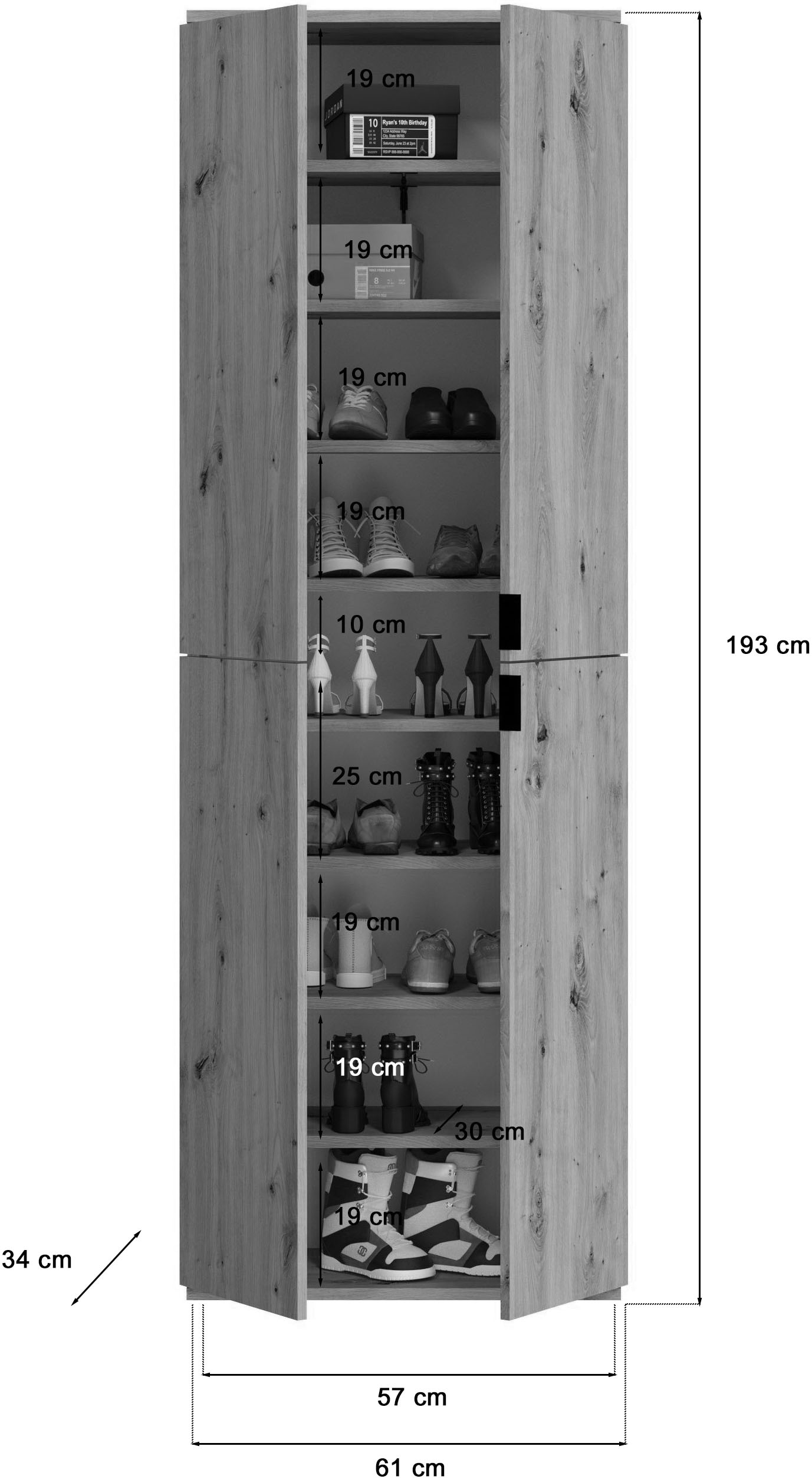 Home affaire Garderoben-Set »Trondheim, Breite 244 cm, best. aus 4 Schränken, 16 Türen, 36 Fächer« Set, 4 Stk. tlg.