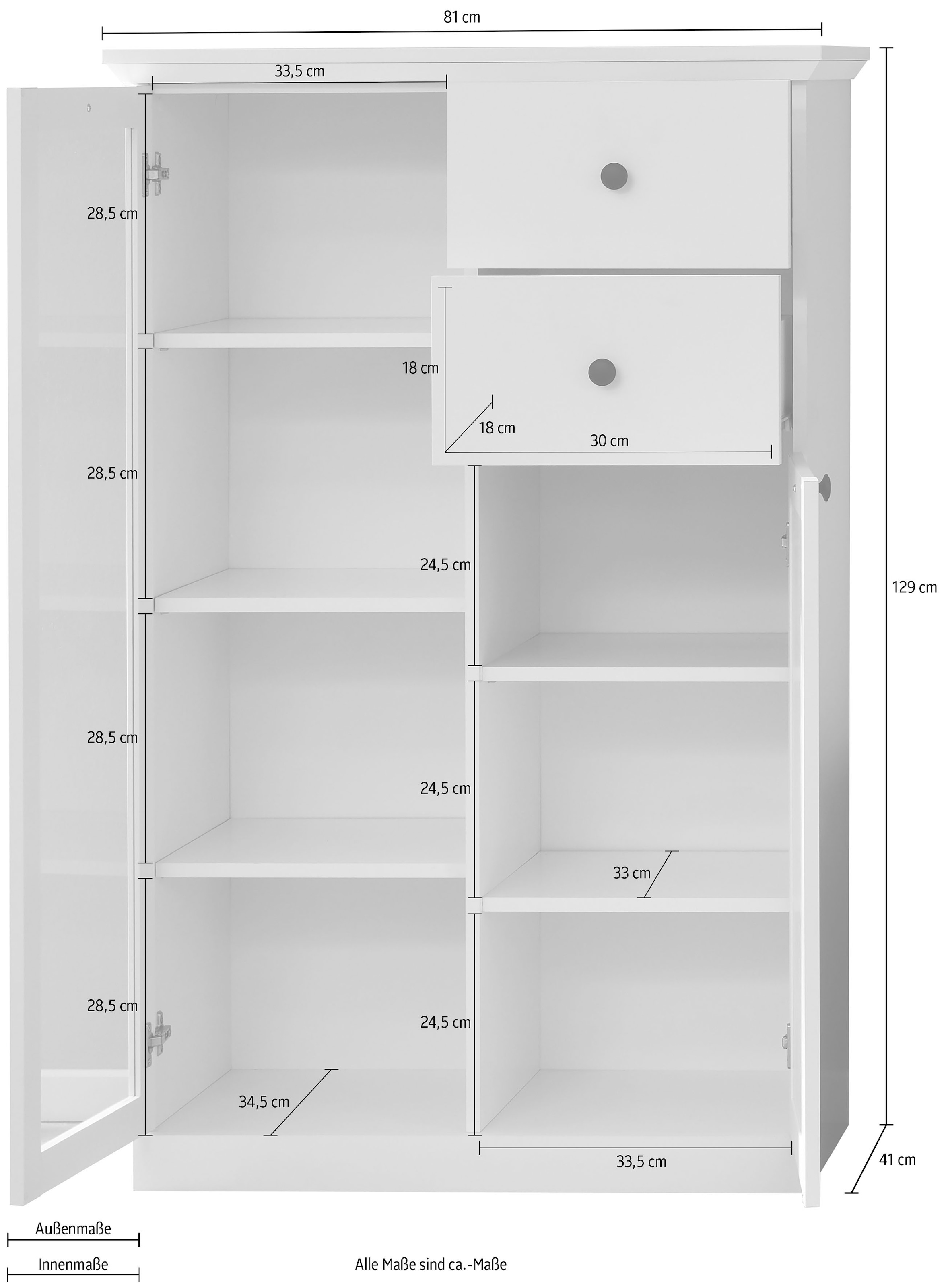 Home affaire Vitrine »Örebro« zeitloser Landhausstil, mit Vollauszug, Beleuchtung optional