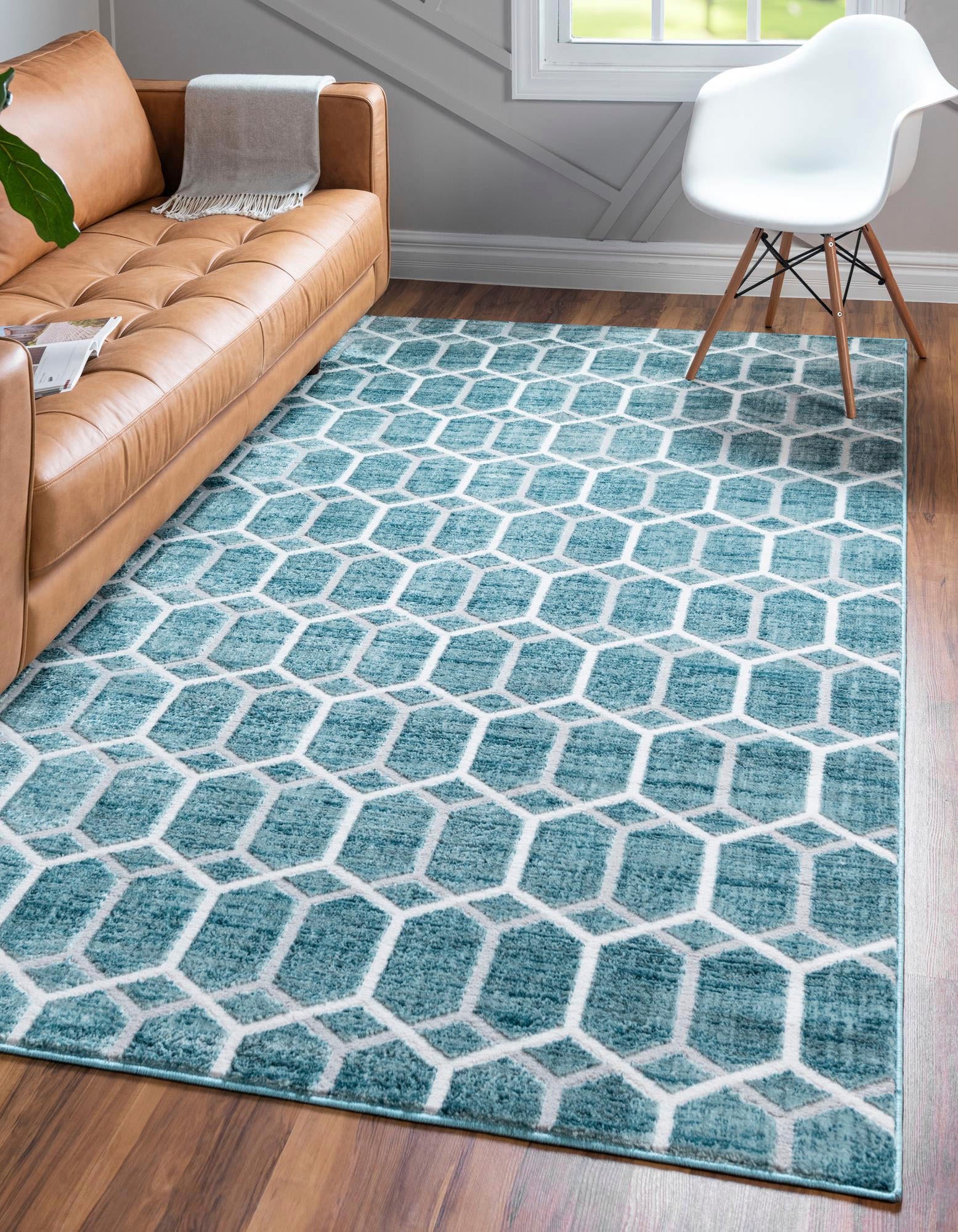 Myflair Möbel & Accessoires Teppich »Titan Trellis«, rechteckig, 13 mm Höhe, Kurzflor, gewebt, modernes geometrisches Design