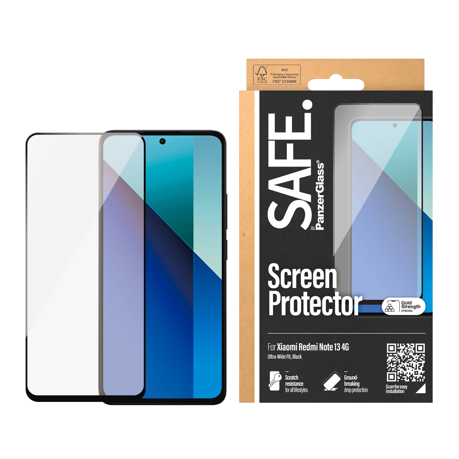 Displayschutzglas »Ultra-Wide Fit Screen Protection«, für Xiaomi Redmi Note 13 4G,...