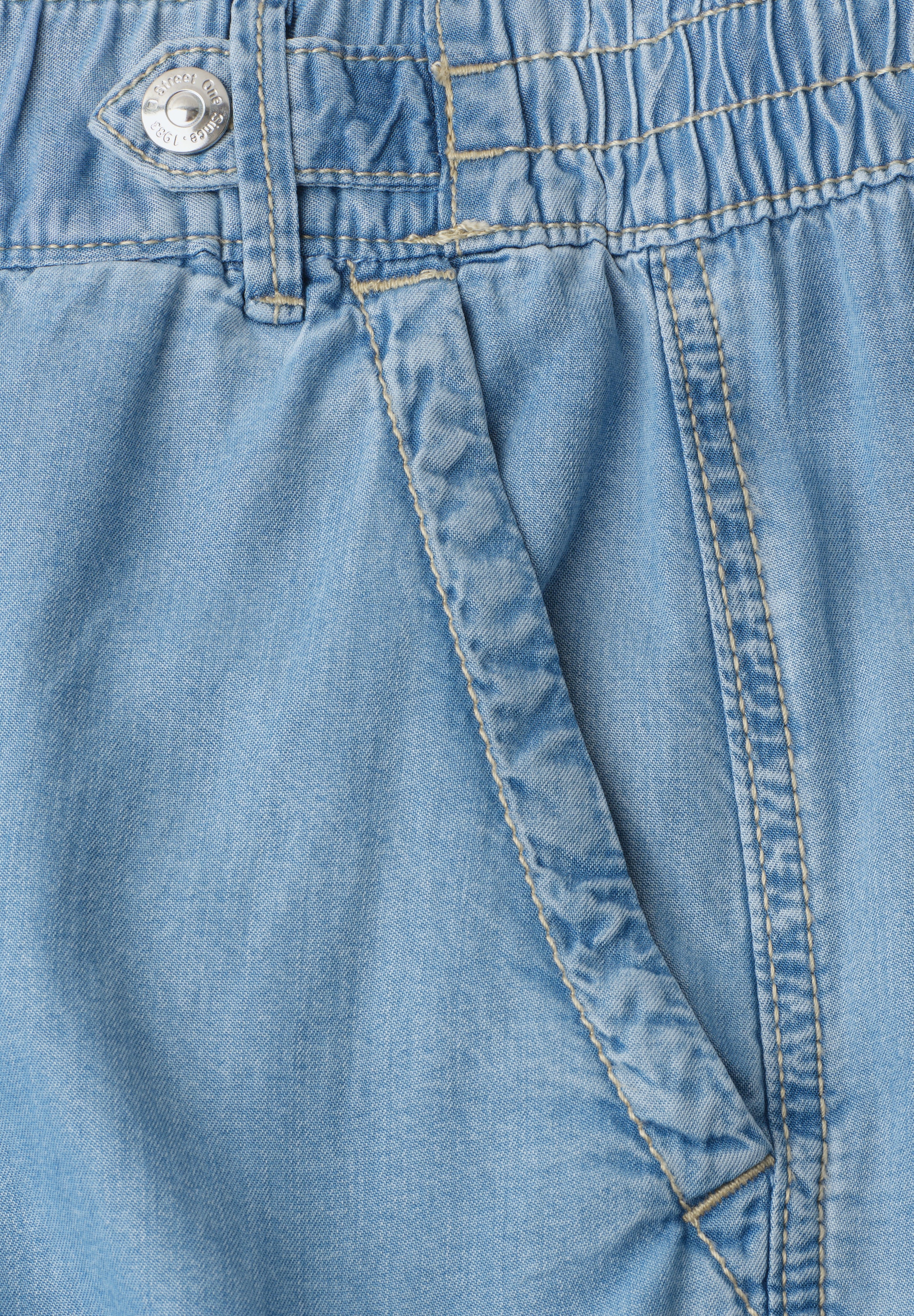 STREET ONE Stoffhose  Weite Sommerhose mit Gummibund und Knopfdetails