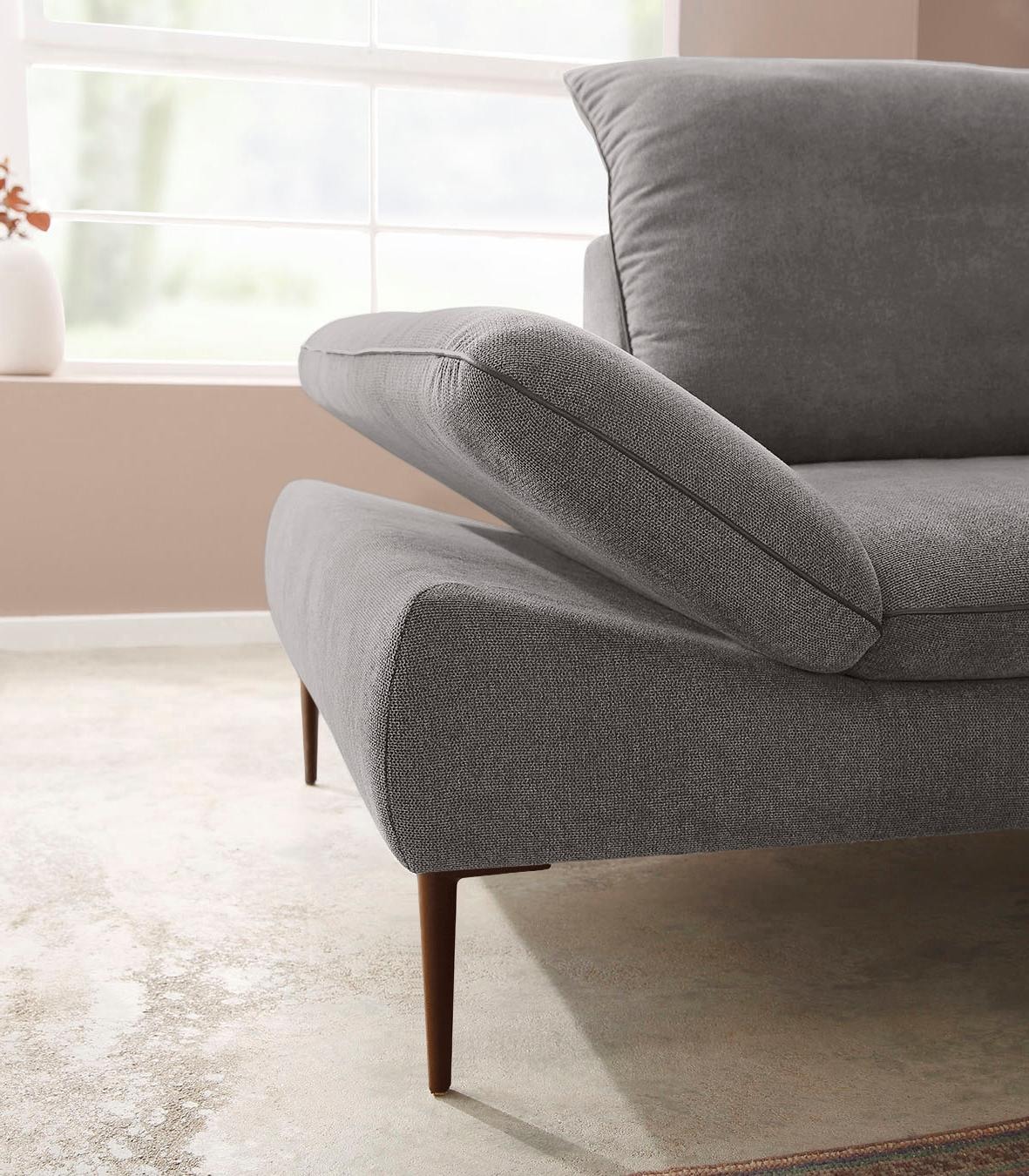 W.SCHILLIG Ecksofa »enjoy&MORE, Designsofa, elegant und bequem, L-Form«, Sitztiefenverstellung, Füße bronze pulverbeschichtet, Breite 294 cm