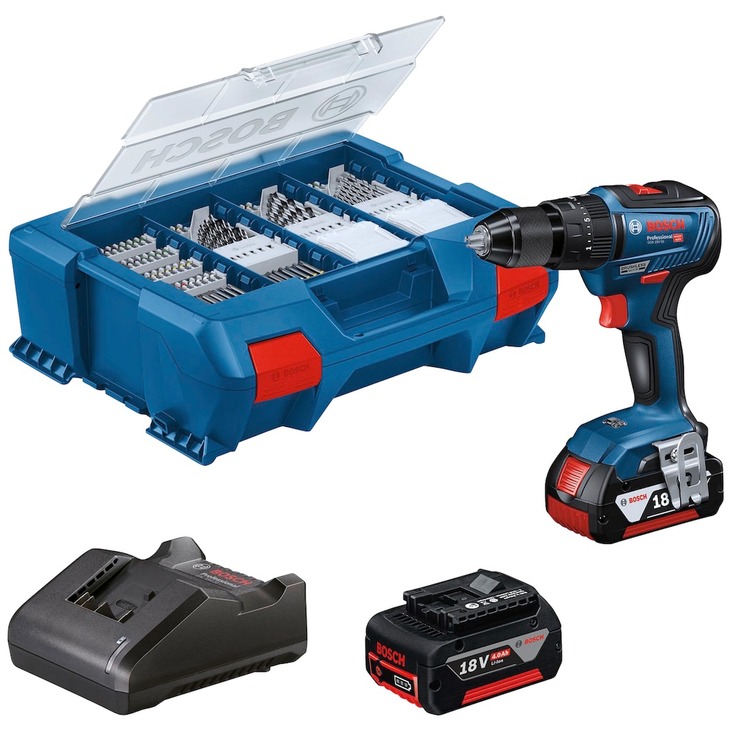 Bosch Professional Akku-Schlagbohrmaschine »GSB 18V-55 Professional«, (Set)