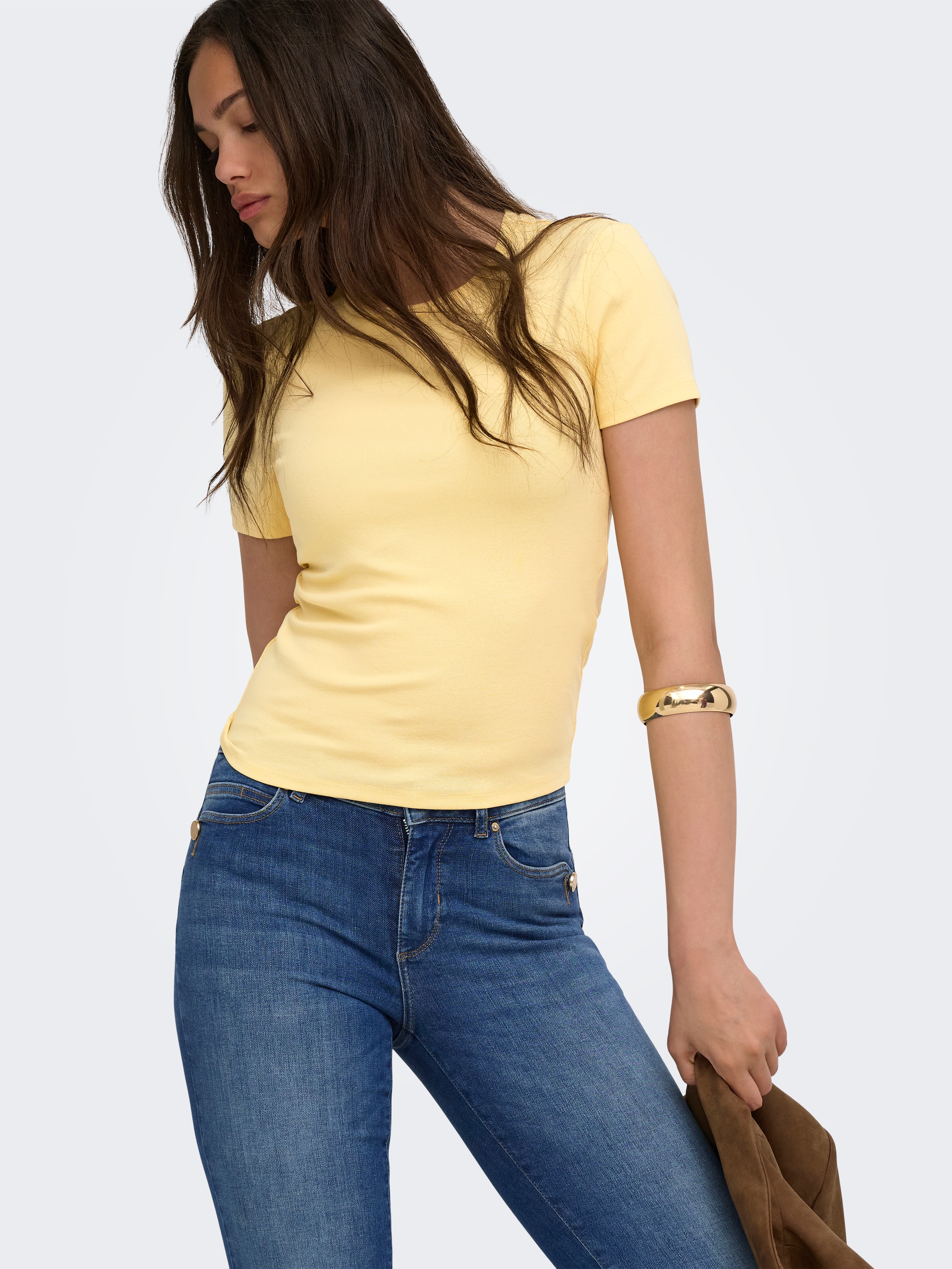 ONLY T-Shirt »ONLRILEY S/S TOPJRS« Baumwollmischung, slim fit