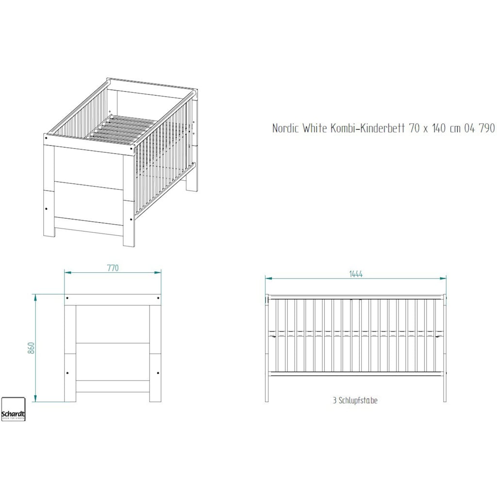 Schardt Babymöbel-Set »Nordic White«, (Spar-Set, 2 St., Kinderbett, Wickelkommode)