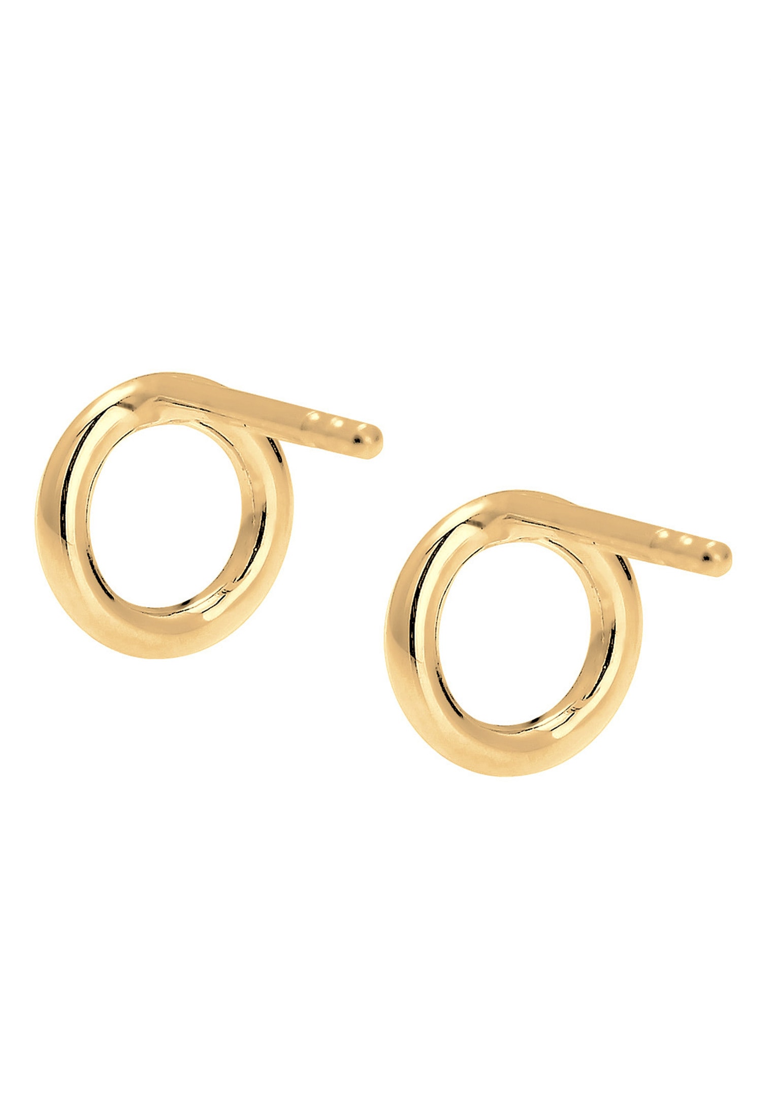 Elli Premium Paar Ohrstecker »Ohrringe Stecker Kreis Geo Basic Minimal 585 Gelbgold Rond«