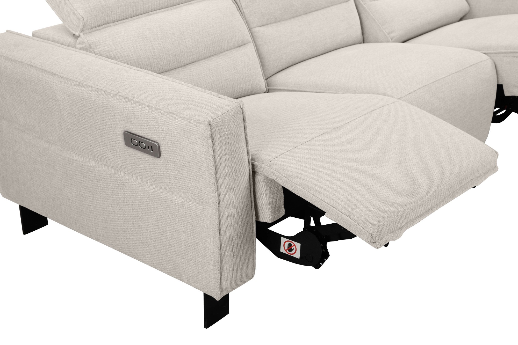 Places of Style 3-Sitzer »Carpari, 224cm, manuelle od. elektrische Relaxfunktion in 2 Sitzen«, mit USB-A/C, Kopfteilverstellung, Echtleder, Kunstleder, Webstoff