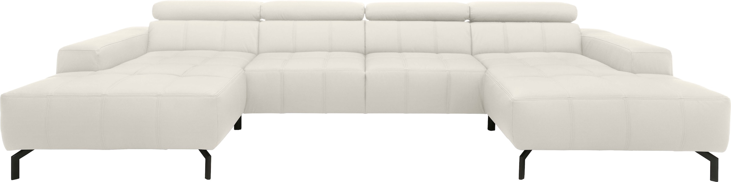 DOMO collection Wohnlandschaft »Cunelli tolle Sitznähte als Designelement, fester Sitzkomfort, U-Form« wahlweise mit Kopfteilverstellung, bodenfrei