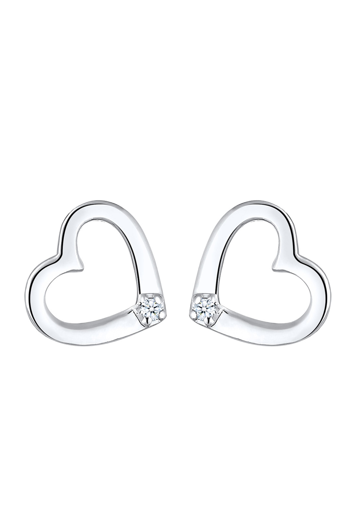 Elli DIAMONDS Paar Ohrstecker »Ohrringe Ohrstecker Herz Diamant Weiß (0.03 ct) 925 Sterling Silber«