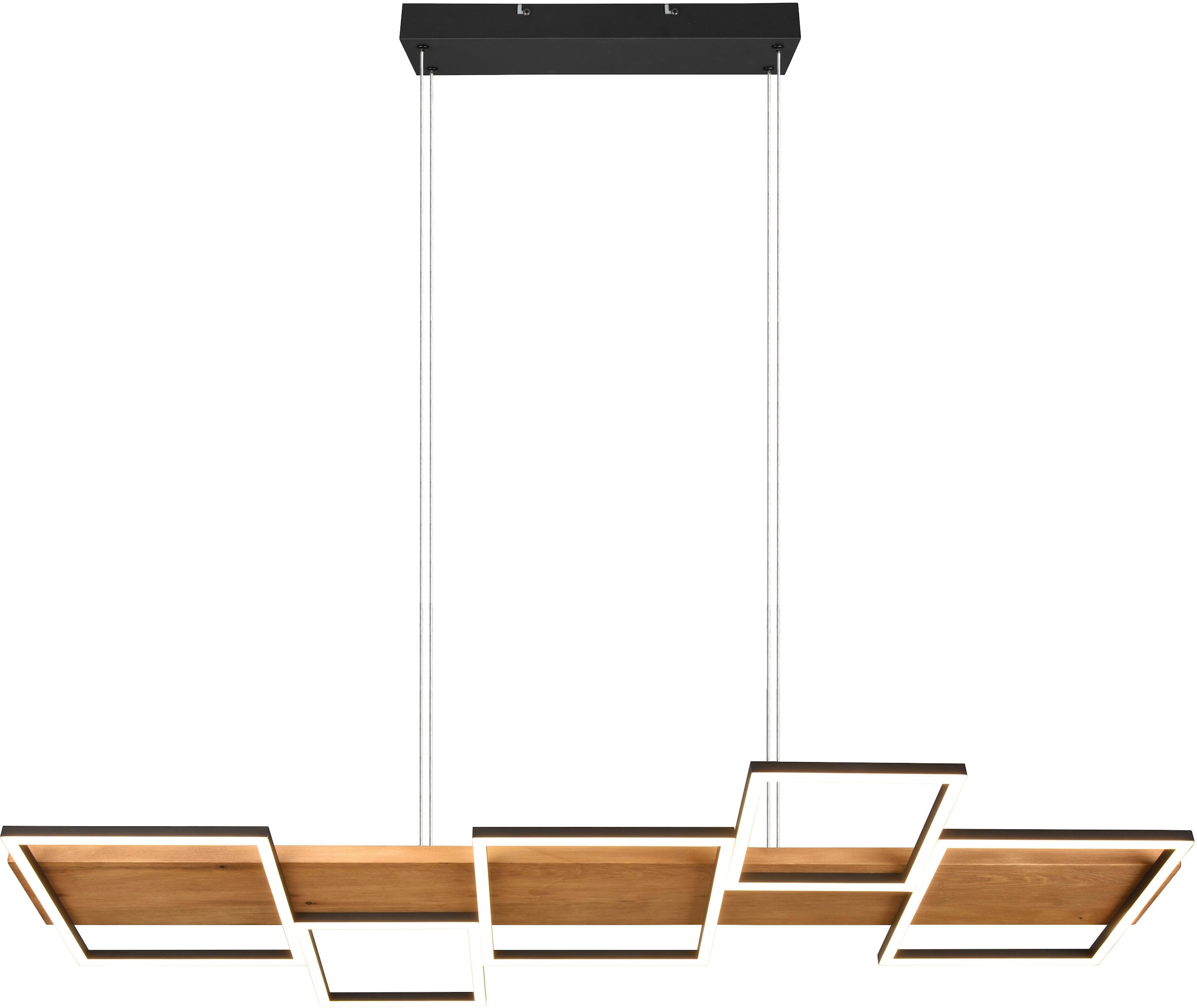 TRIO Leuchten LED Pendelleuchte »Harper«, 1 flammig, Leuchtmittel LED-Board | LED fest integriert, Hängelampe aus Holz und Metall, höhenverstellbar, LED mit 3 Dimmstufen