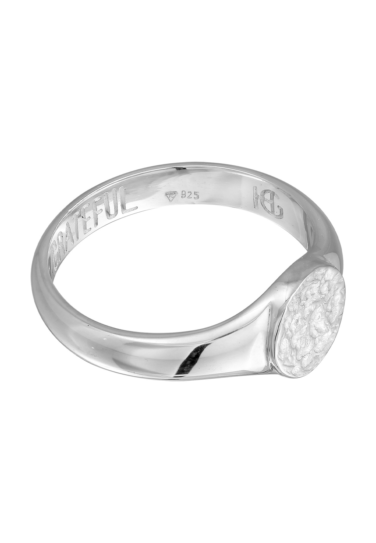 HAZE & GLORY Partnerring »Ring Siegelring Rund - Grateful 925 Sterling Silber«
