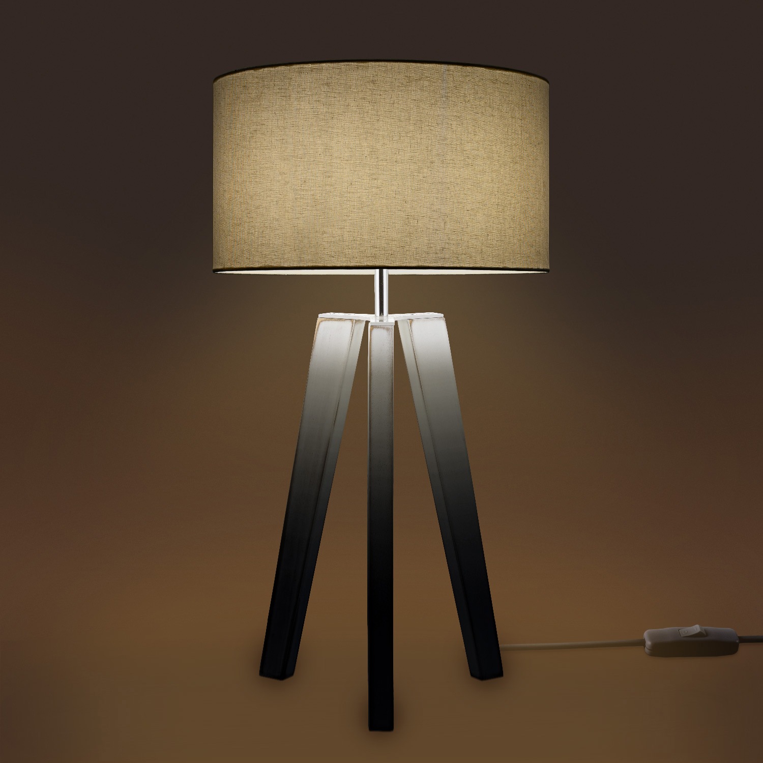 Paco Home Tischleuchte »Canvas uni Color«, 1 flammig, Leuchtmittel E27 | ohne Leuchtmittel, Stehlampe Vintage Fuß LED Lampe Wohnzimmer Skandinavischer Stil E27