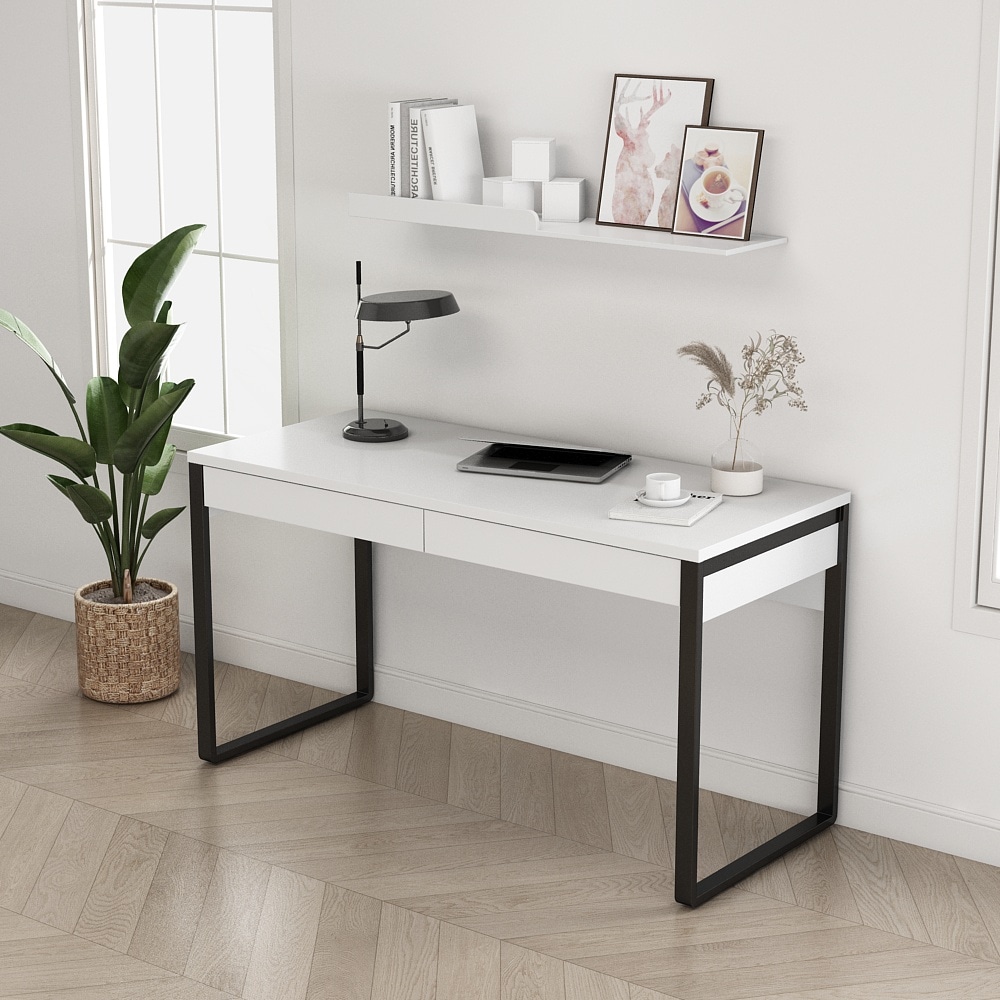 OTTO home Schreibtisch »Moid, Computertisch im modernen Design,« Breite 120/140/160 cm, mit Metallbeinen & Schublade