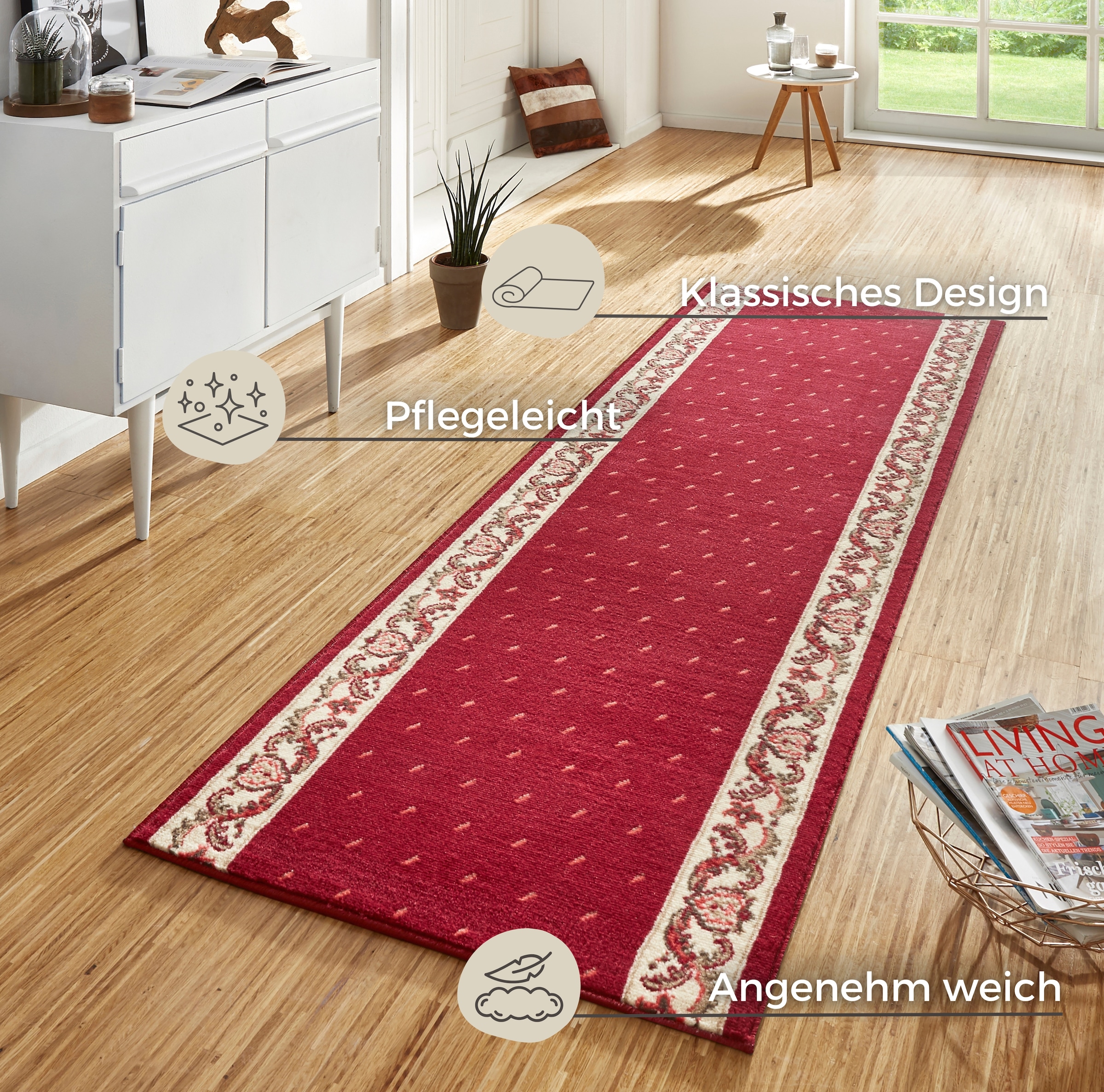 HANSE Home Läufer »Floret«, rechteckig, 9 mm Höhe, Kurzflor, Modern, Weich, Wohnzimmer Teppich, Flur, Eingang, Deko