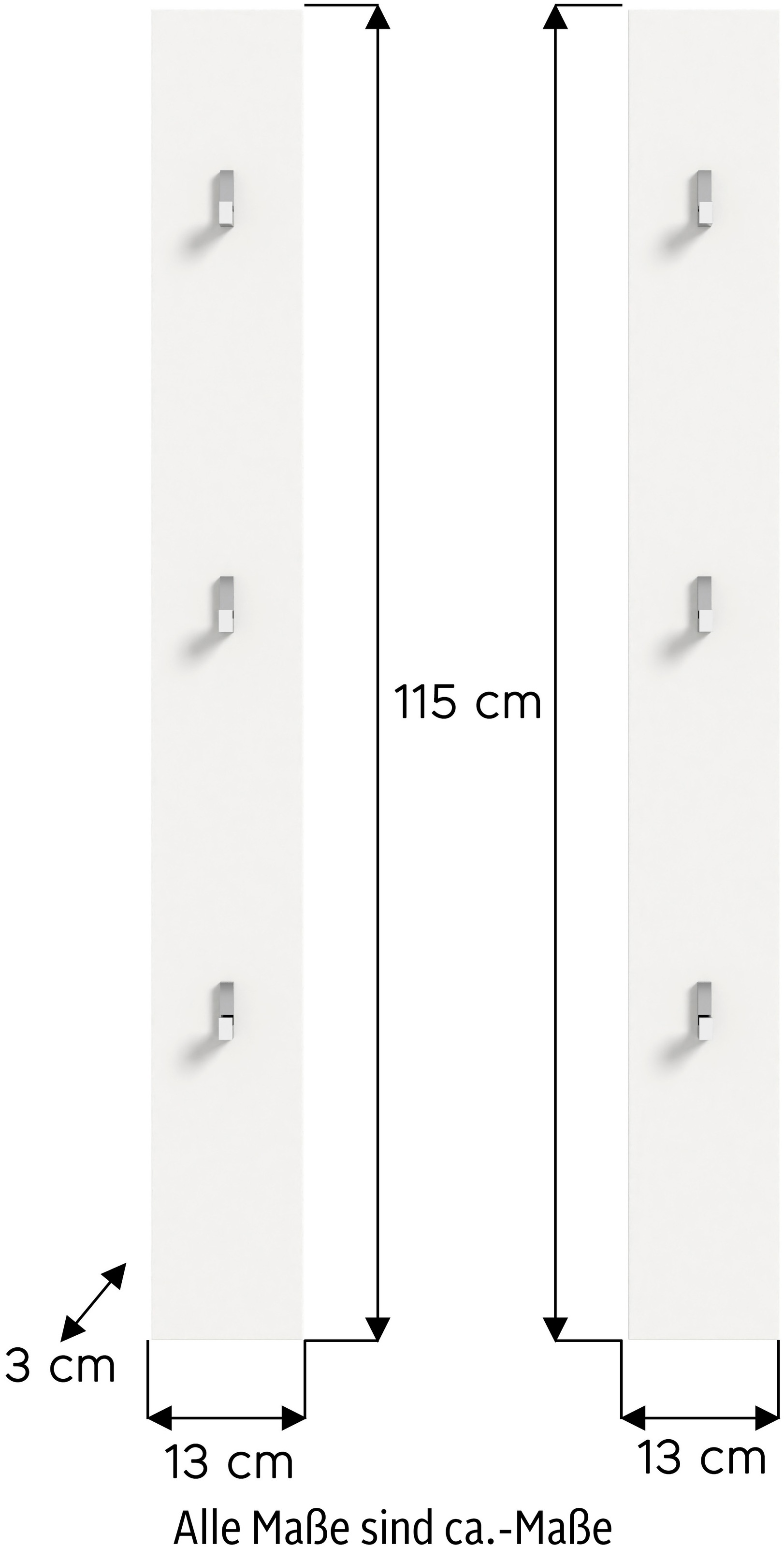 INOSIGN Garderobenpaneel »Trondheim Paneel 2er Set,«, Höhe 115 cm, 6 Haken,Garderobe, Flur, Diele