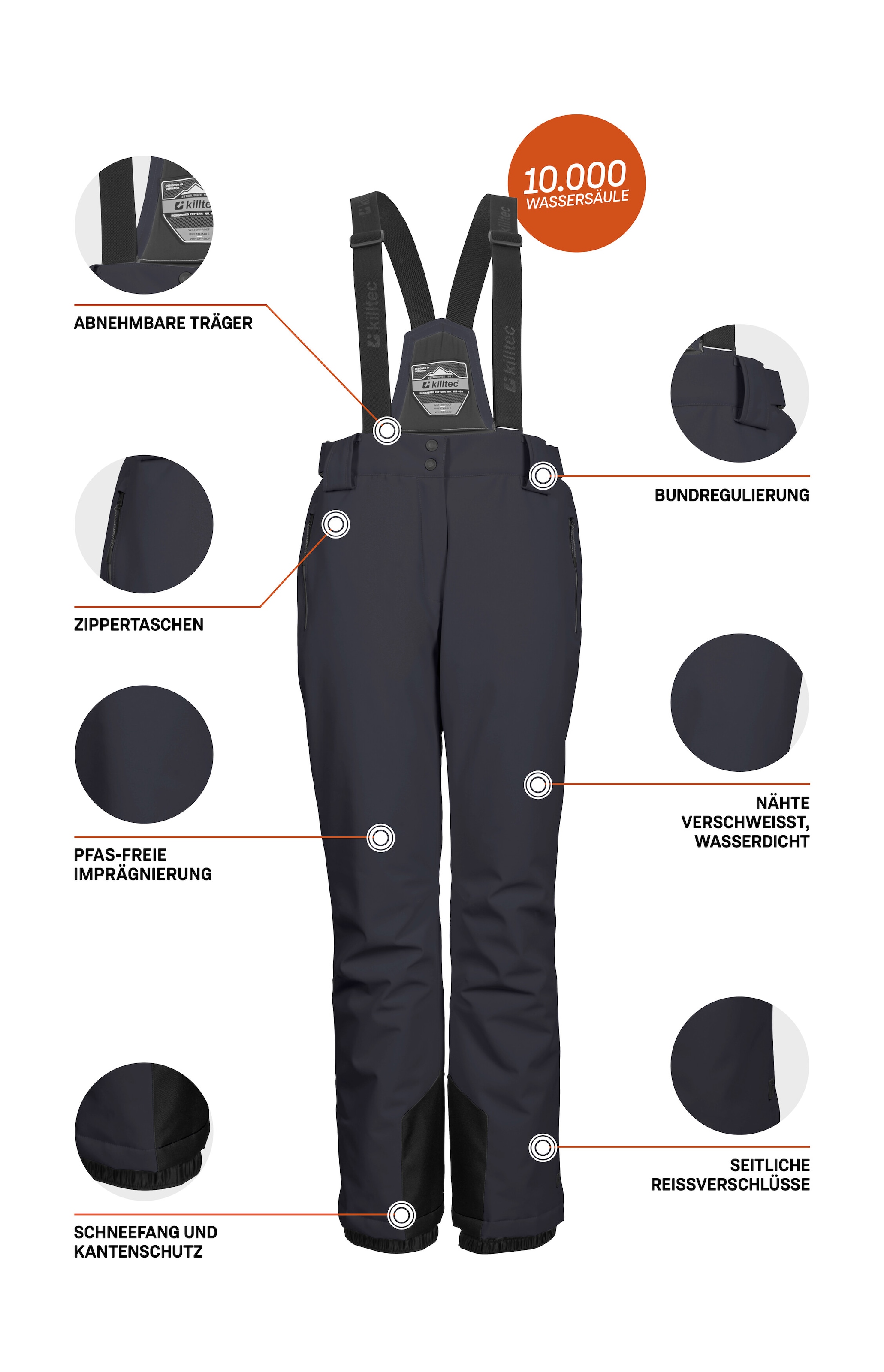 Killtec Skihose »KSW 249 WMN SKI PNTS_ERIELLE«, Wind- und wasserdicht, verstellbare Träger, PFAs-frei imprägniert