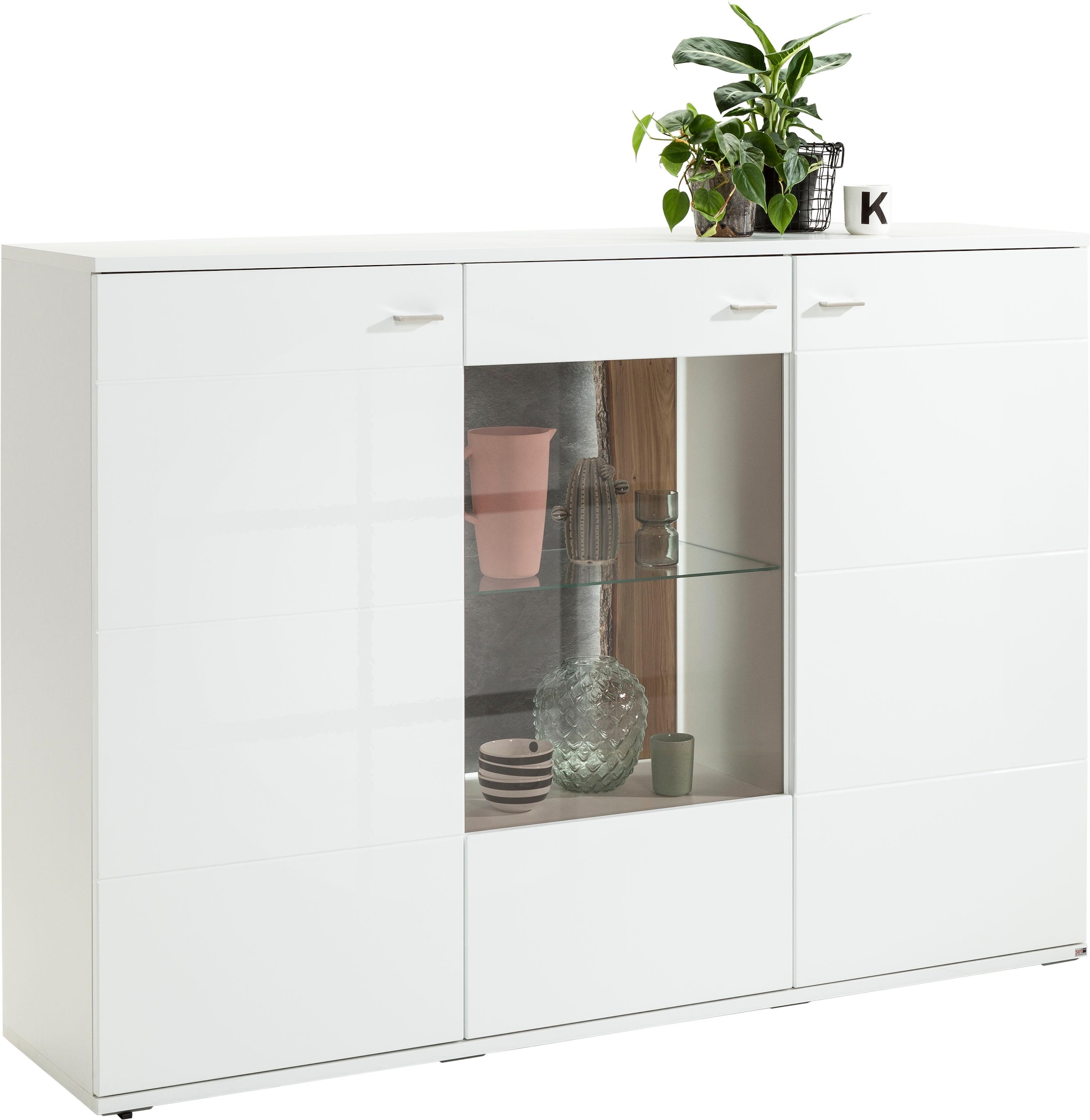 set one by Musterring Highboard »TACOMA«, Typ 52, Breite 180 cm, mit getönter Glastür