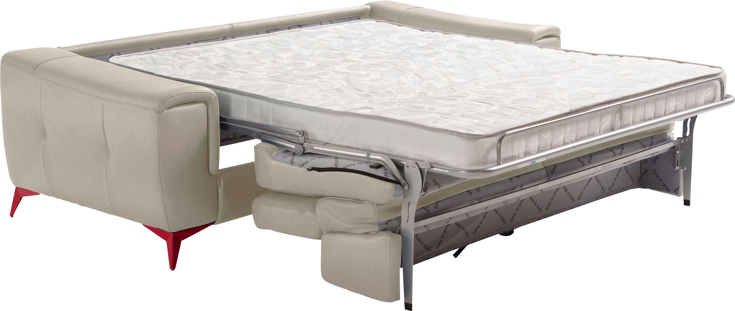 Egoitaliano Schlafsofa »Francine, Designsofa, Loungesofa mit Dauerschlaffunktion, Bettfunktion«, hochwertiger Metallbettrahmen & Matratze, Kopfteil manuell verstellbar