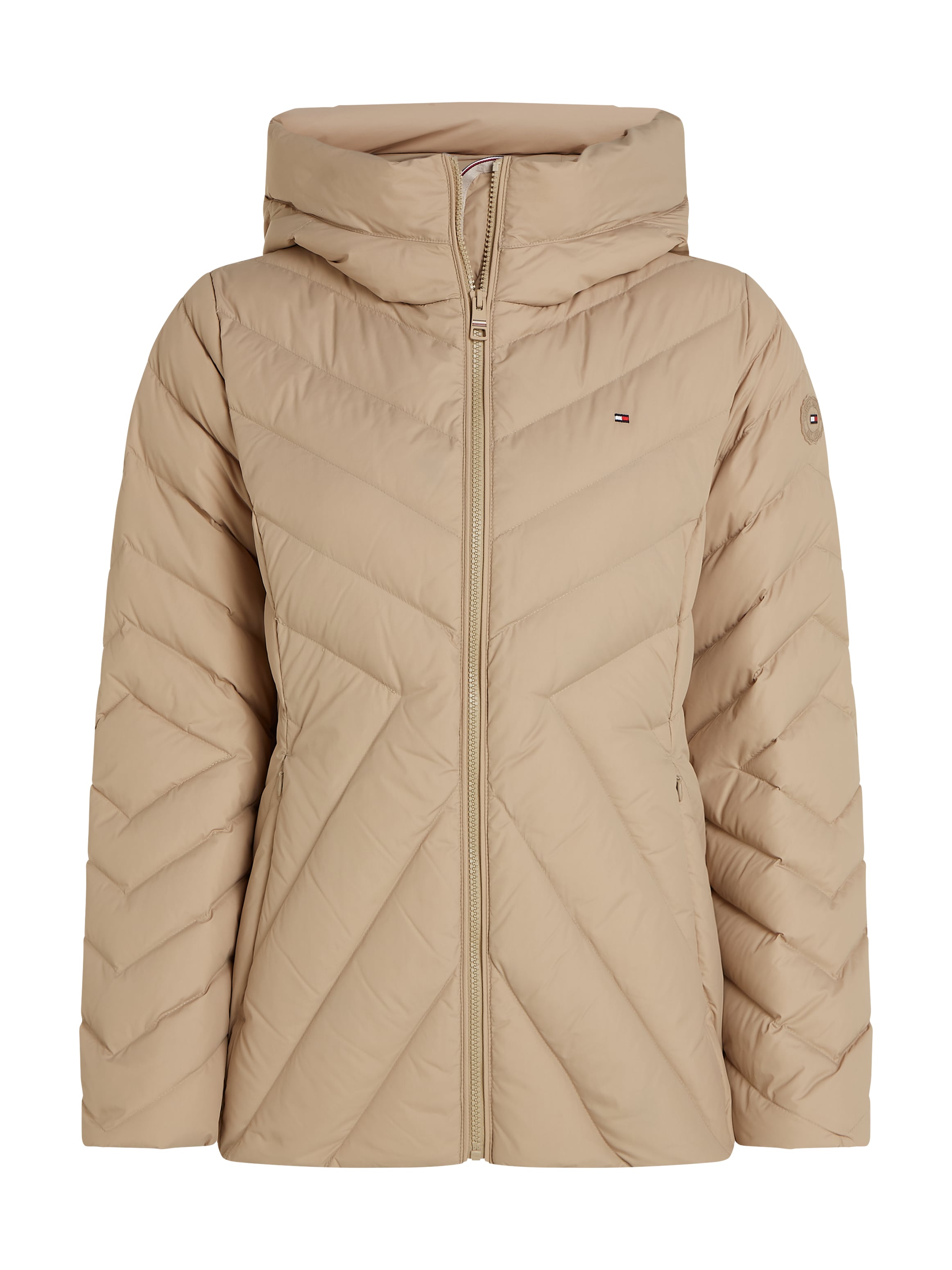 Tommy Hilfiger Steppjacke »CHEVRON MW PADDED JACKET«, mit Kapuze, mit mittelstarker Wattierung und Tommy Hilfiger Markenlabel