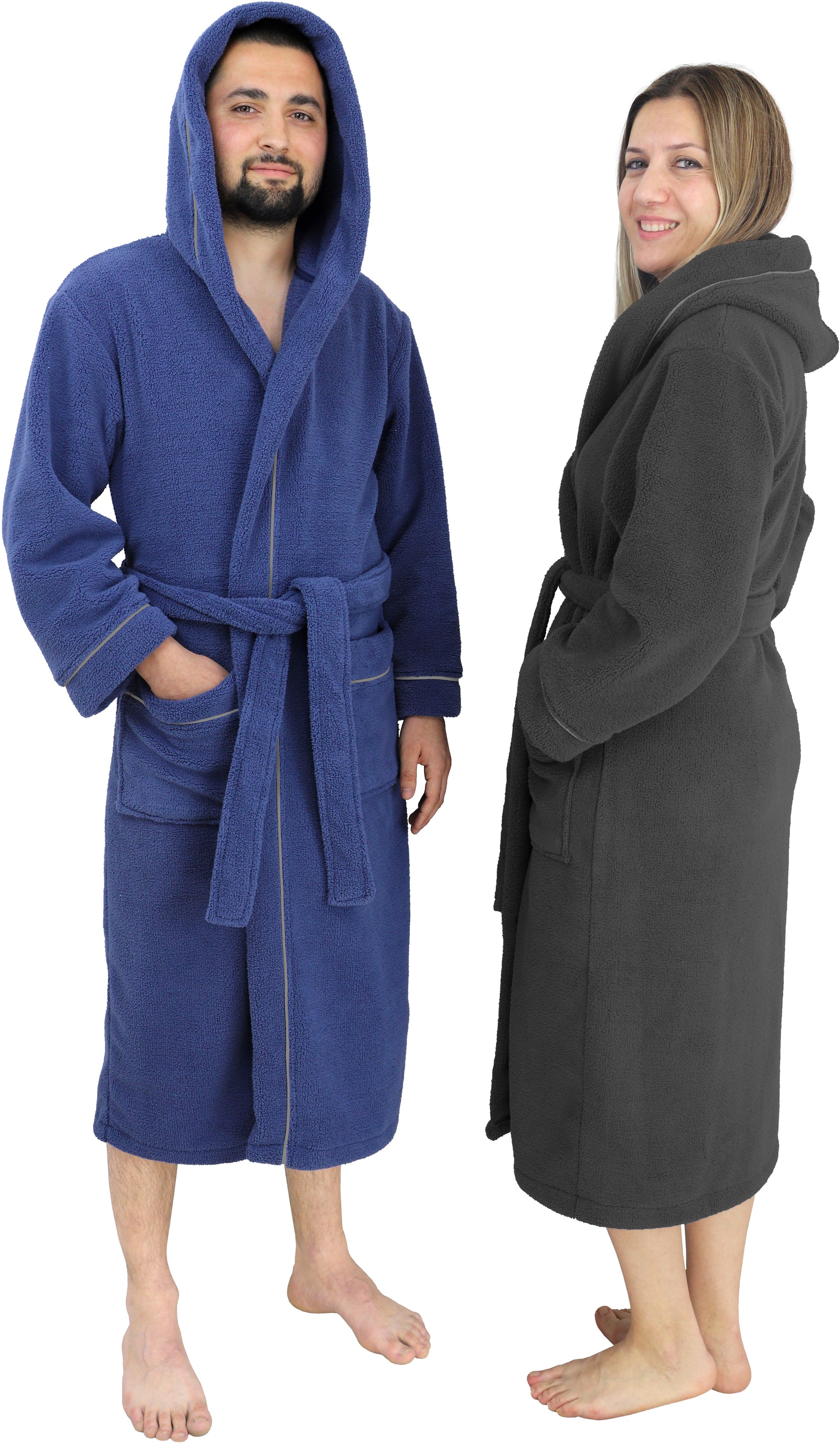 my home Unisex-Bademantel »Lillou, ideal für Sauna & Spa, Hotelbademantel, Morgenmantel«, (1 St.), kuschelig weicher Fleece, für Damen und Herren, XS-3XL