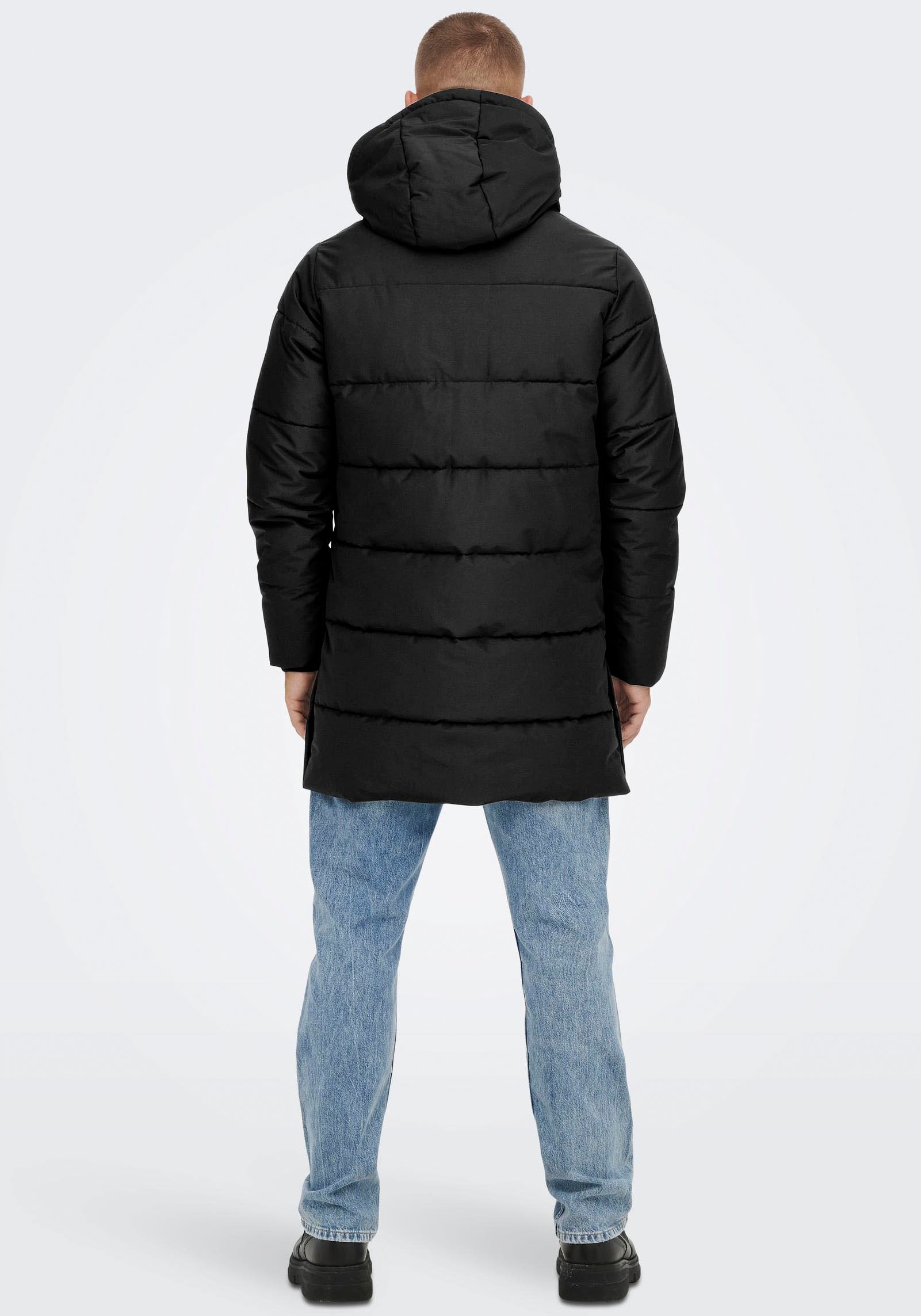 ONLY & SONS Steppjacke »ONSCARL LIFE LONG QUILTED COAT NOOS OTW«, mit Kapuze
