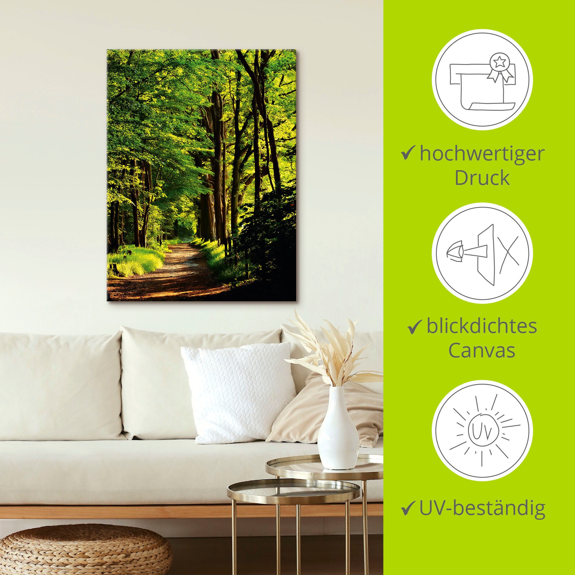 Artland Wandbild »Weg im Wald« Wald 1 Stk. tlg. als Leinwandbild, Poster in verschied. Größen