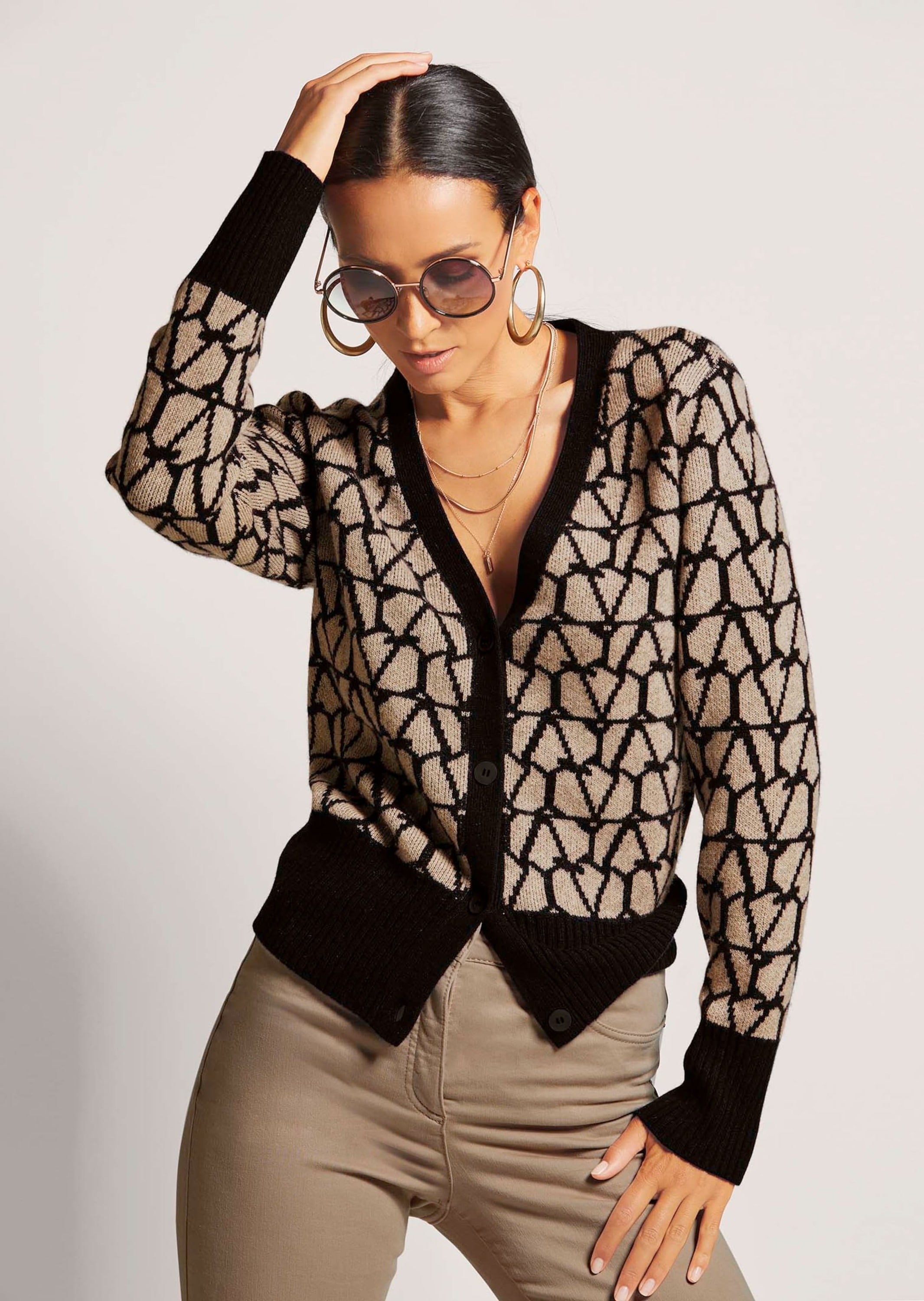 MADELEINE Strickjacke »Strickjacke Langarm Jacquard-Cardigan mit Kaschmir«