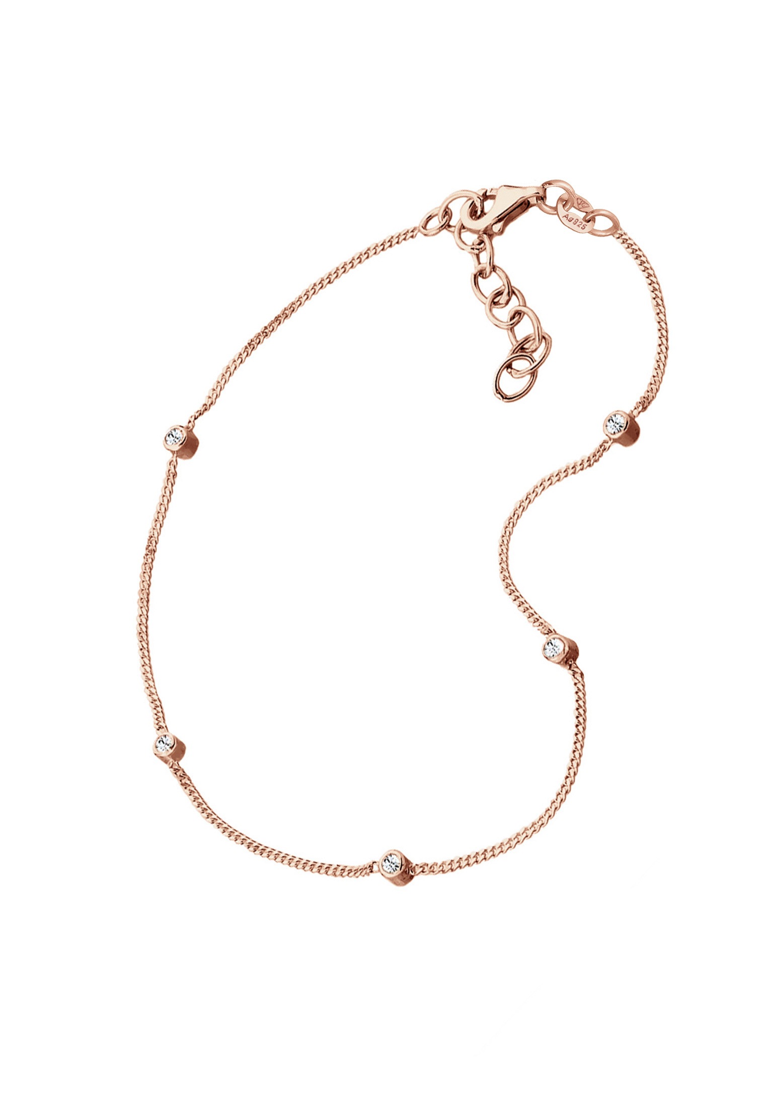 Elli Fußkette »Fußschmuck Fußkettchen Kristalle 925 Silber«