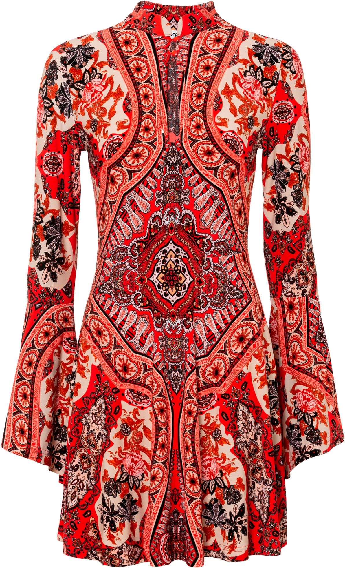 bonprix Jerseykleid für eleganten Look, aus Polyester und Elasthan, mit Stehkragen