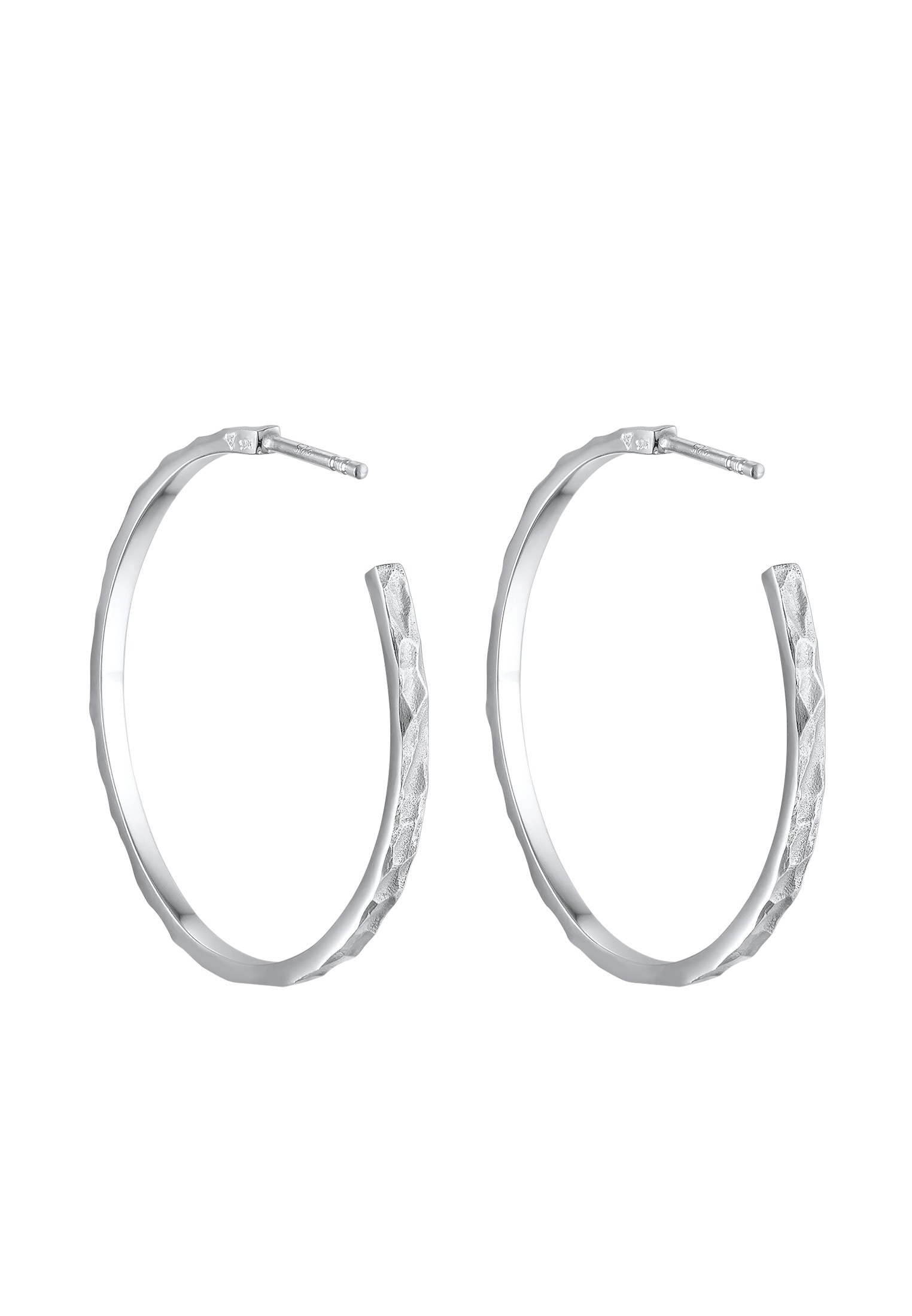Elli Paar Ohrstecker »Ohrringe Creolen Stecker Gehämmert Organic Look 925 Silber«