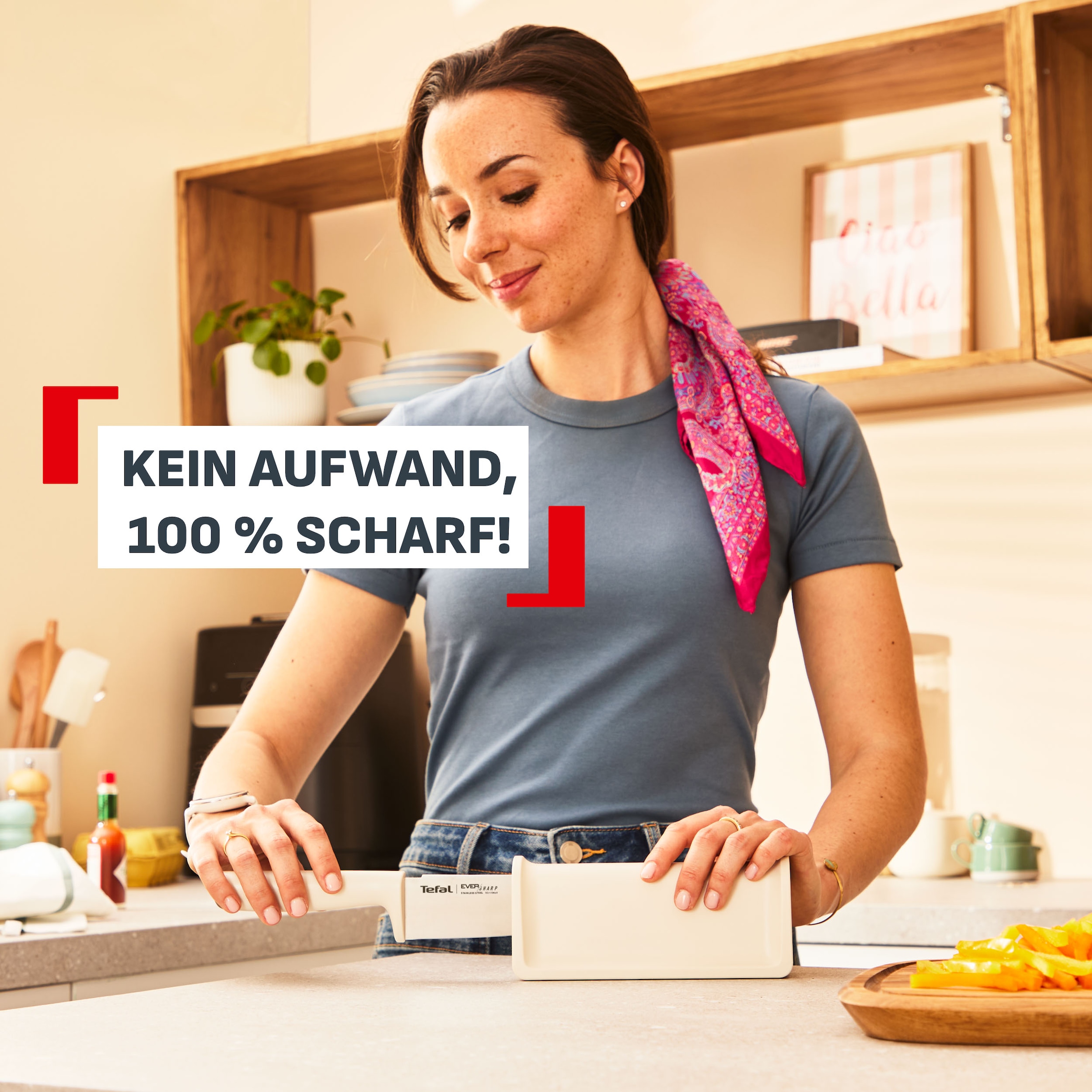 Tefal Kochmesser »EverSharp Daily« selbstschärfender Messerschutz, schlankes Design, spülmaschinenfest