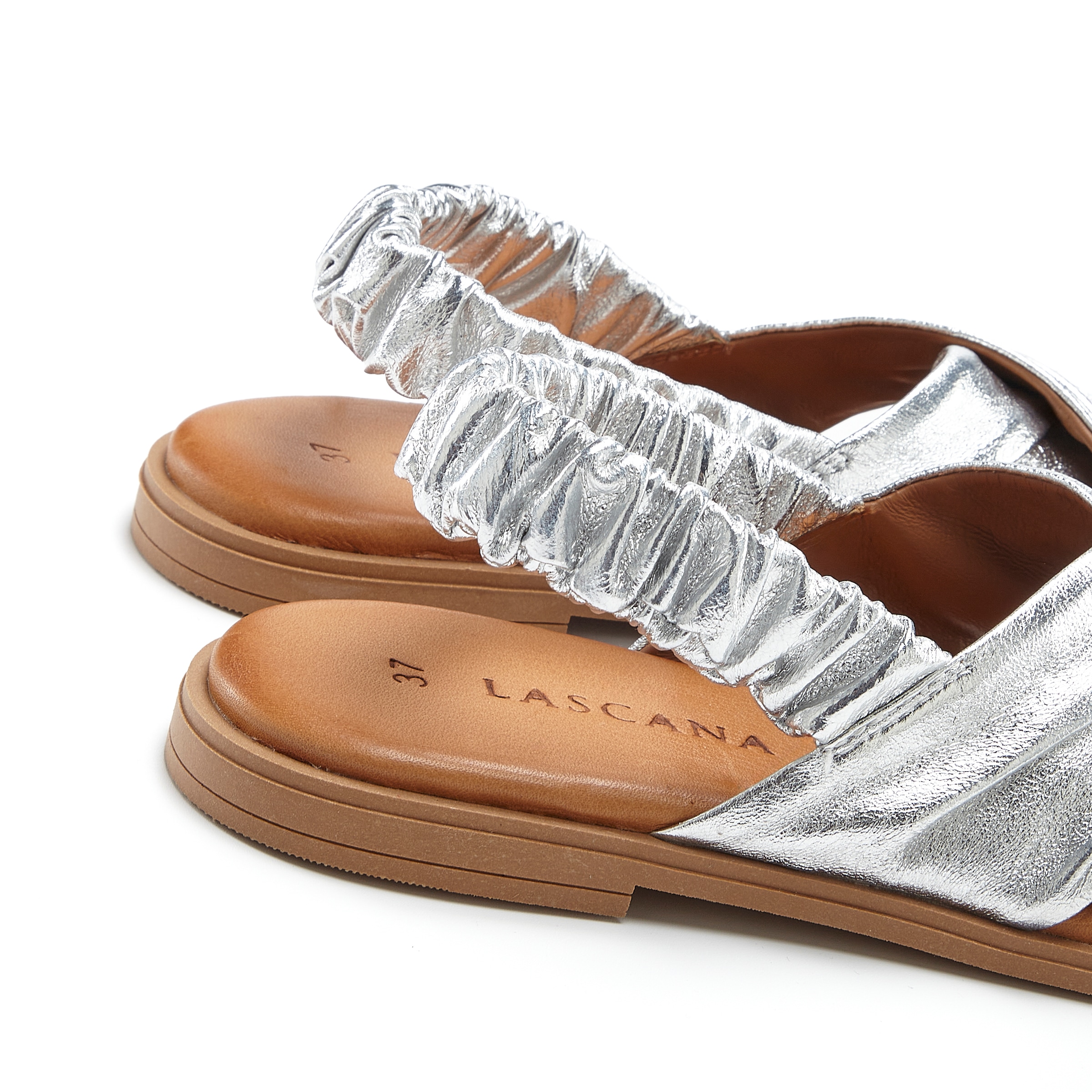 LASCANA Sandale »Sandalette, Sommerschuh, offener Schuh, Pantolette«  aus Leder mit elastischen Riemchen