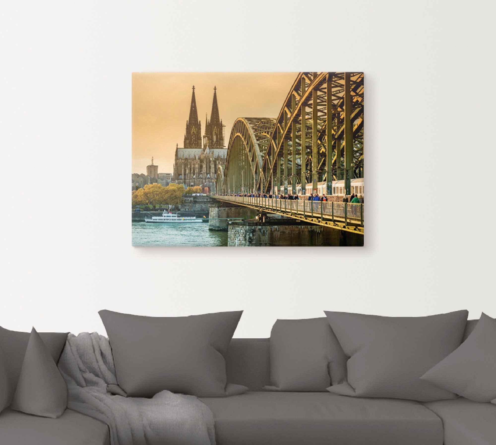 Artland Leinwandbild »Kölner Dom mit Hohenzollernbrücke«, Deutschland, (1 St.), auf Keilrahmen gespannt