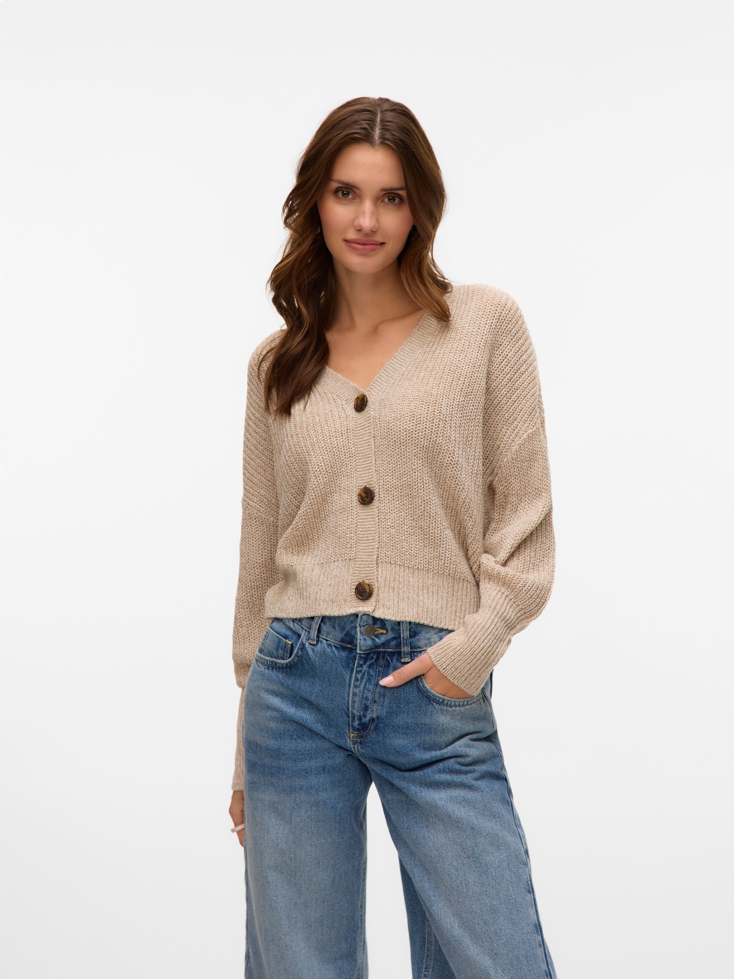 Vero Moda Strickjacke »VMLEA LS V-NECK CUFF CARDIGAN NOOS« Rippstrick