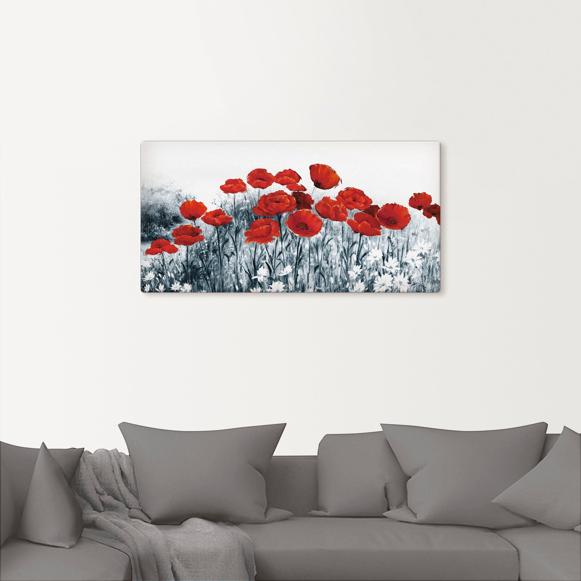 Artland Leinwandbild »Roter Mohn im Feld« Blumen 1 Stk. tlg. auf Holzrahmen gespannt