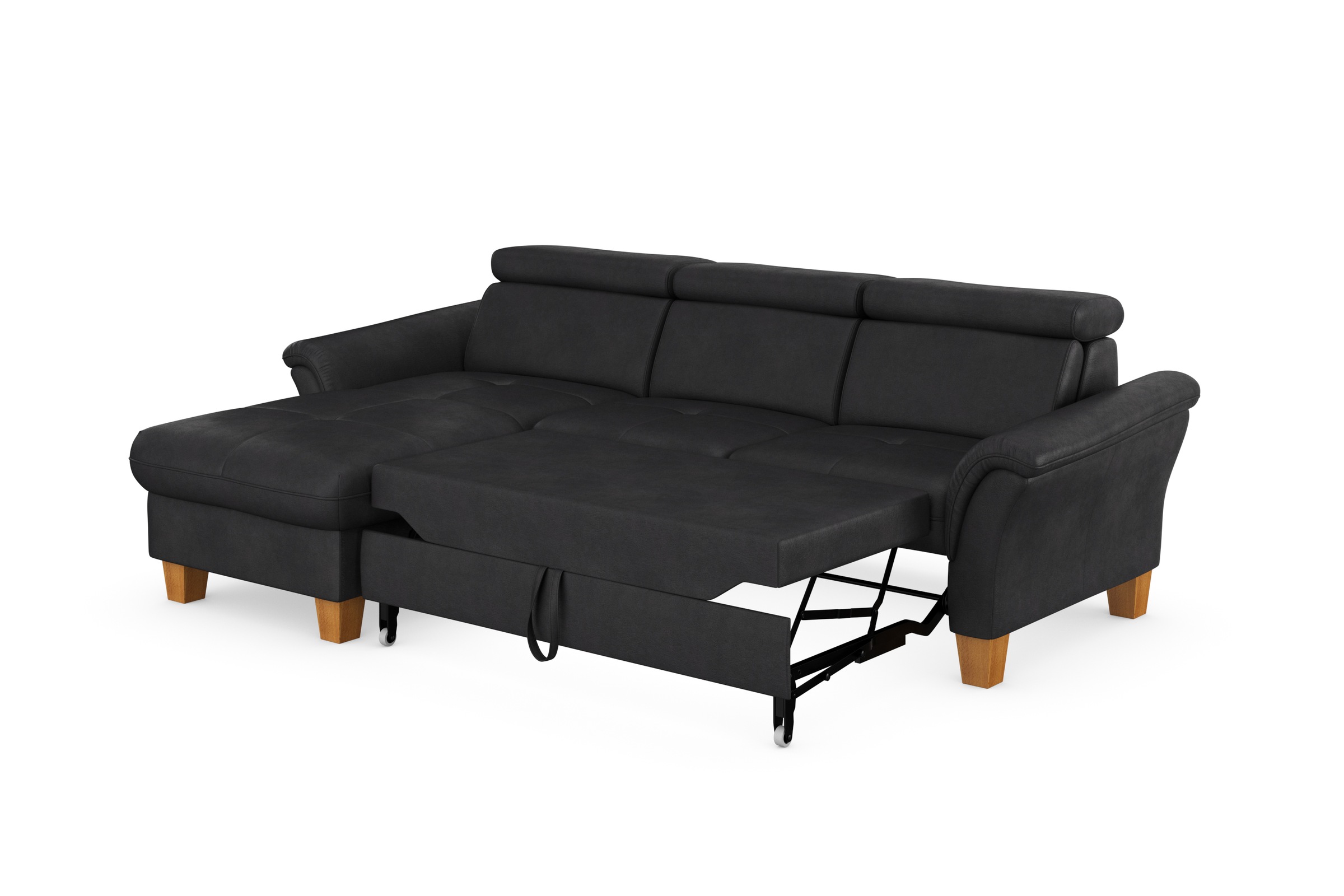 Home affaire Ecksofa »Lindgren L-Form«, wahlweise mit Bett mit klappbaren Rollen, Kasten und Kopfverstellung