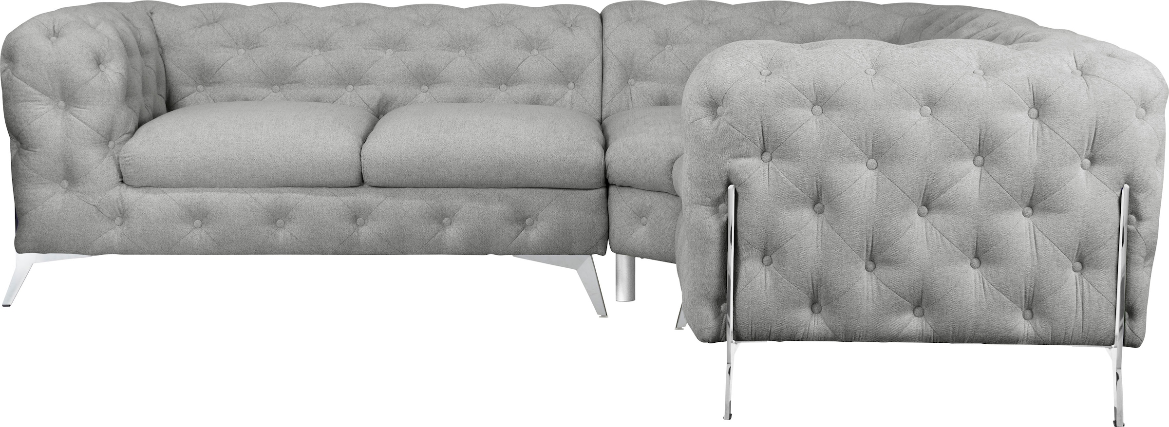 Leonique Chesterfield-Sofa »Amaury L-Form«, moderne Chersterfield-Optik, Breite 262 cm, Fußfarbe wählbar