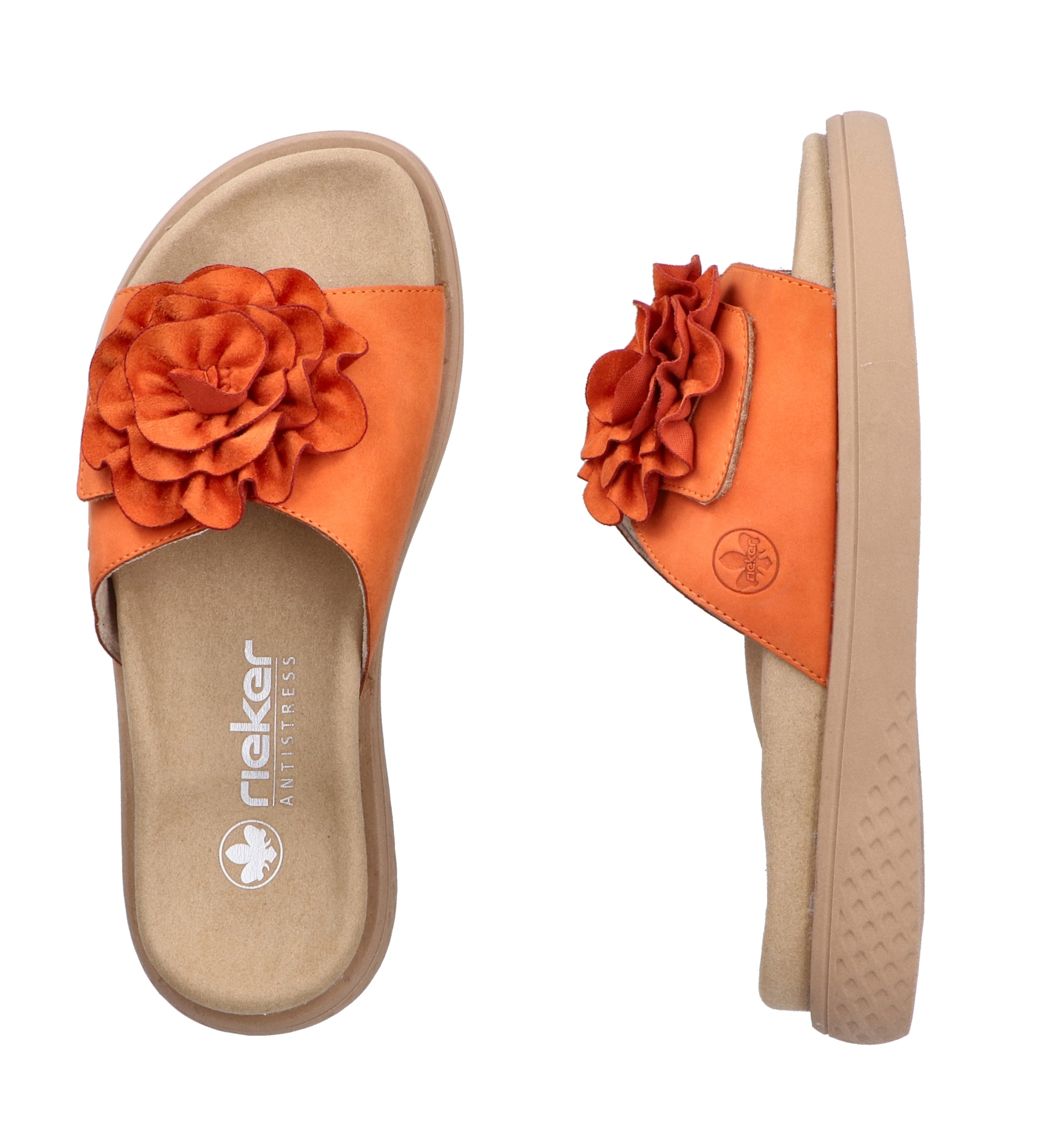 Rieker Pantolette, Sommerschuh, Hausschuh, Strandschuh mit bequemem Fußbett