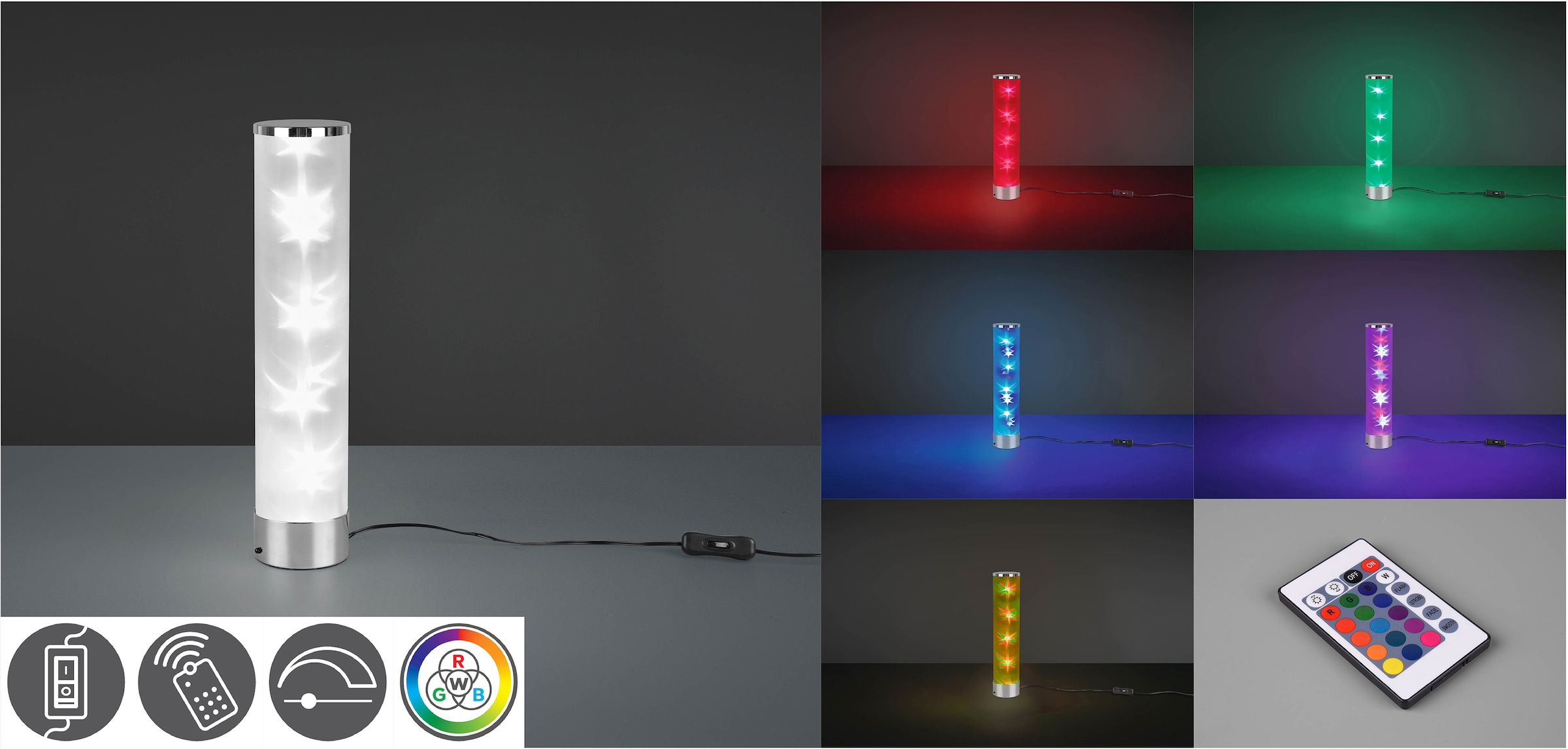 TRIO Leuchten LED Tischleuchte »RICO«, 1 flammig-flammig, Schnurschalter,  RGBW-Farbwechsler, Memory Funktion über Fernbedienung online kaufen | mit 3  Jahren XXL Garantie