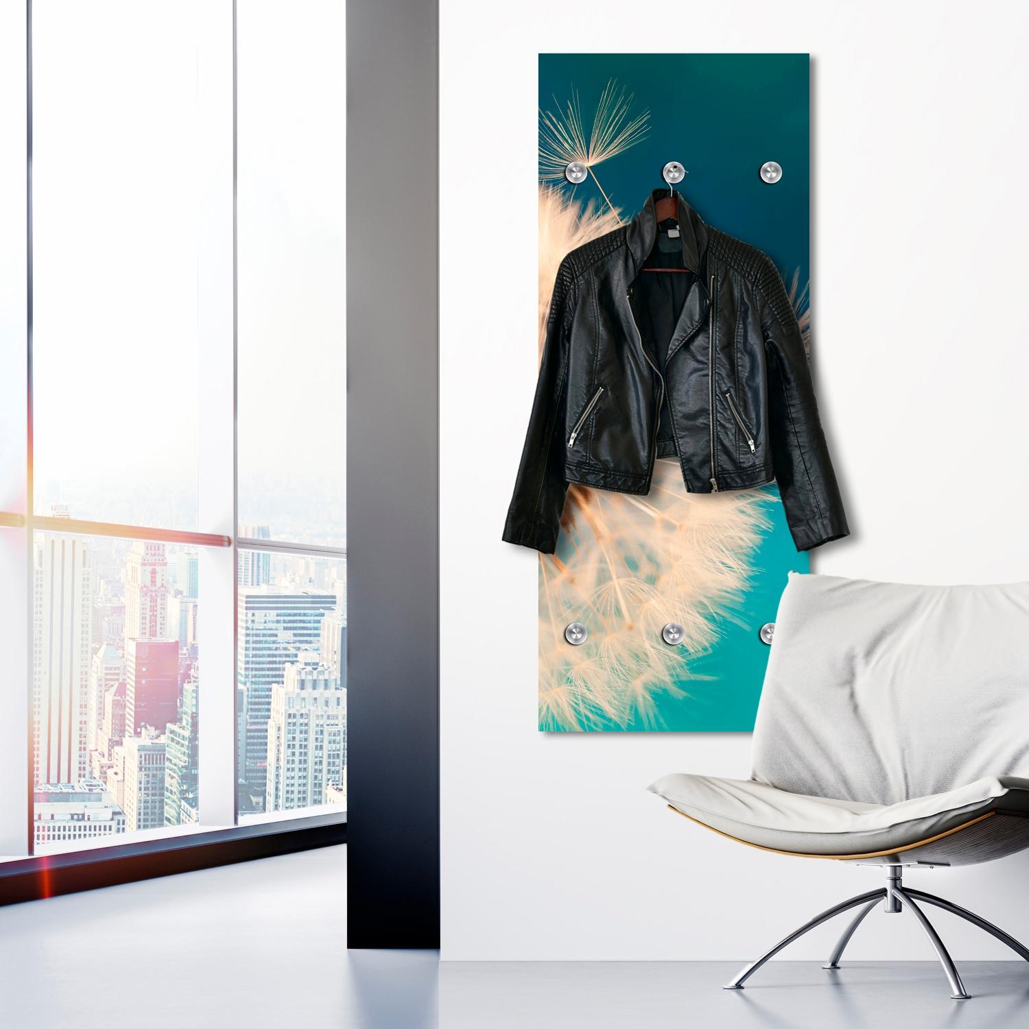 queence Garderobenleiste »Pusteblume in groß«, mit 6 Haken, 50 x 120 cm