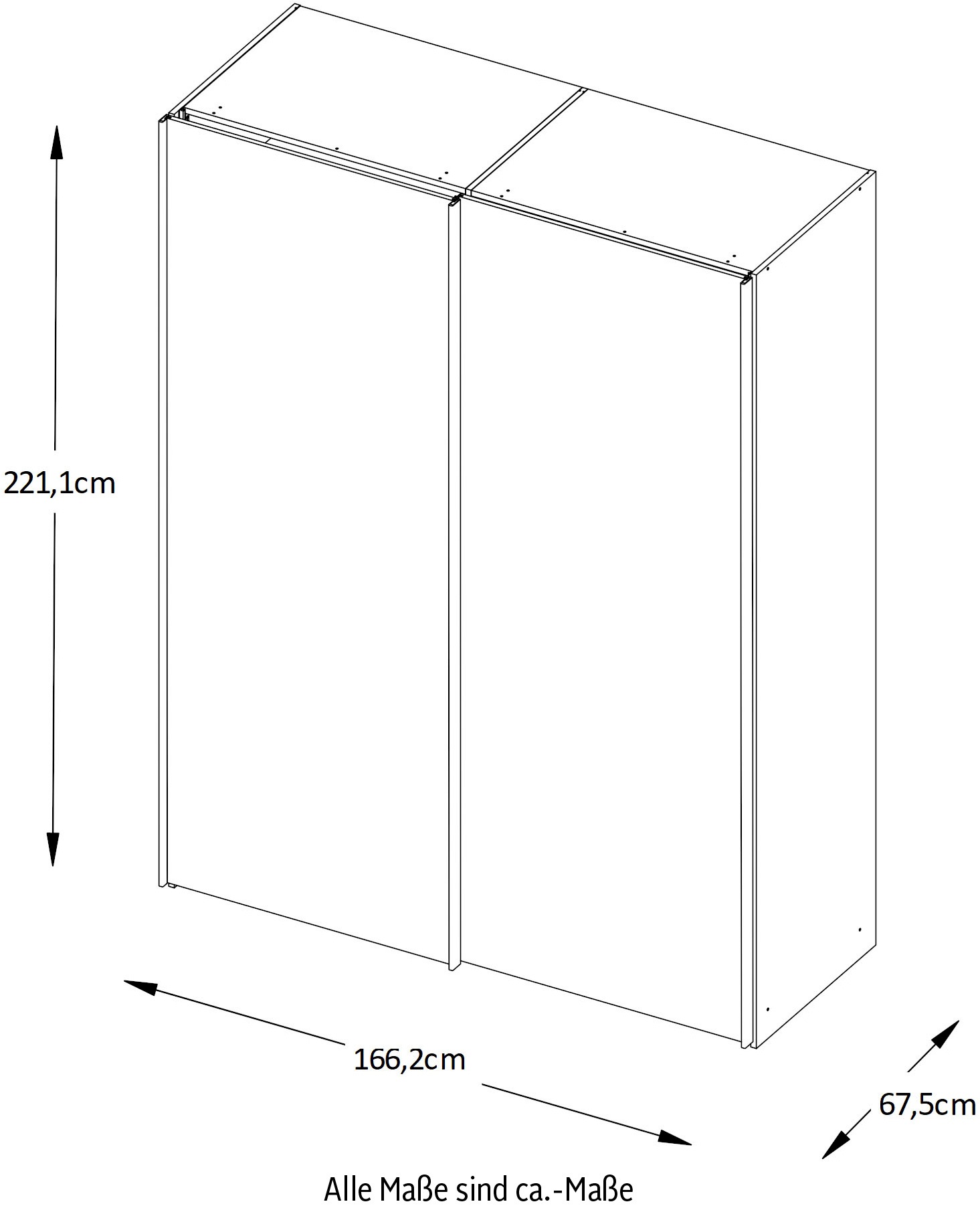 STAUD Schwebetürenschrank »Includo_Minisystem_08_2-türig, Made in Germany« Mit vier verschiedenen Ausstattungsvarianten