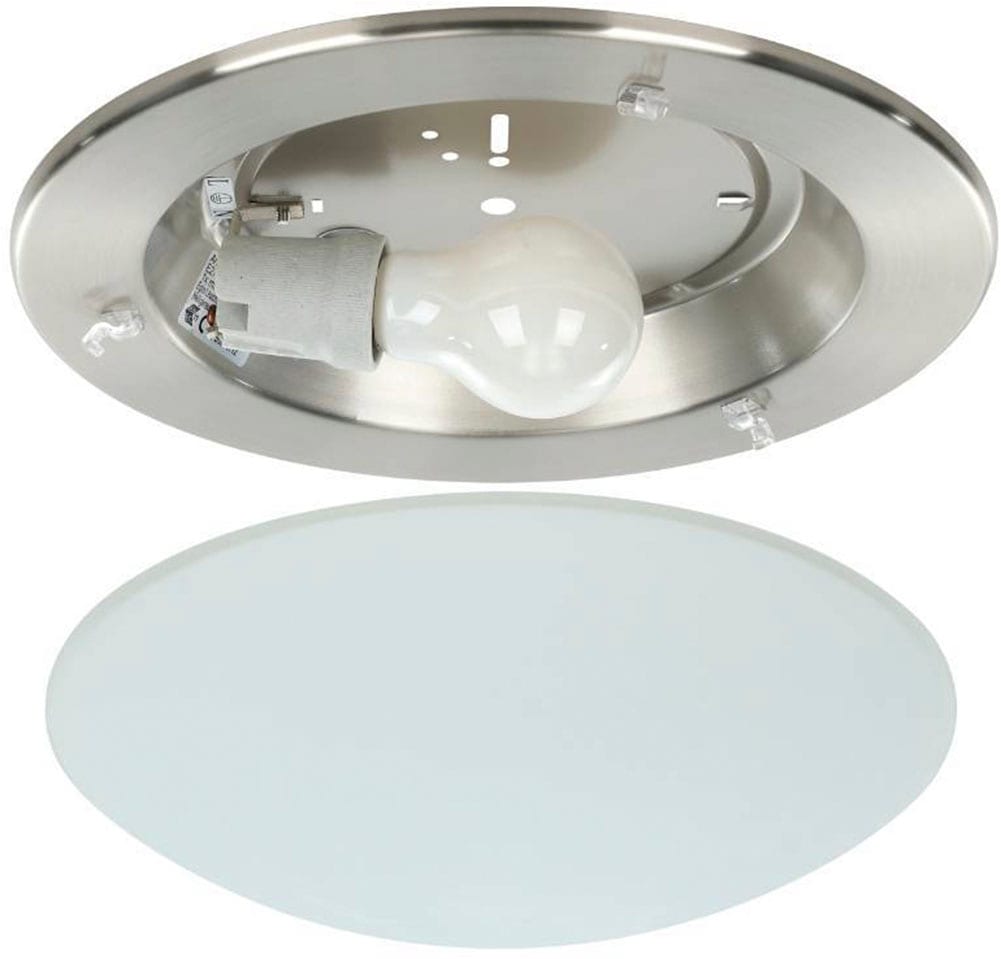 EGLO Deckenleuchte »PLANET Deckenlampe, silber, weißes satiniertes Glas, Küchenlampe, E27« E27 1 Stk. Wohnzimmerlampe, Flurlampe, Esszimmer, Büro, zeitlos, 29x29x8,5cm