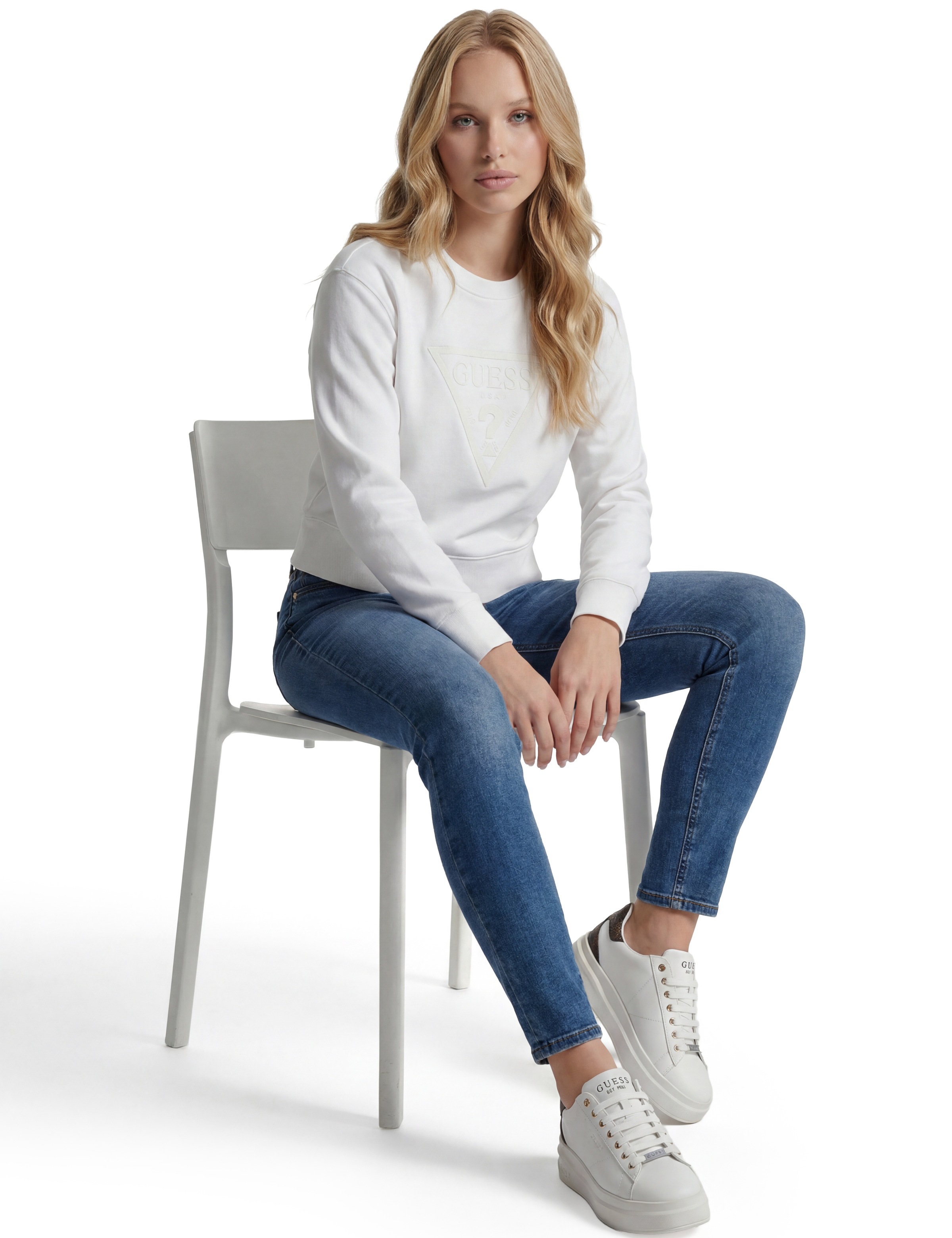Guess Sweatshirt »NEW CN BASIC TRIANGLE«, mit tonalem Logodruck, Baumwollmix
