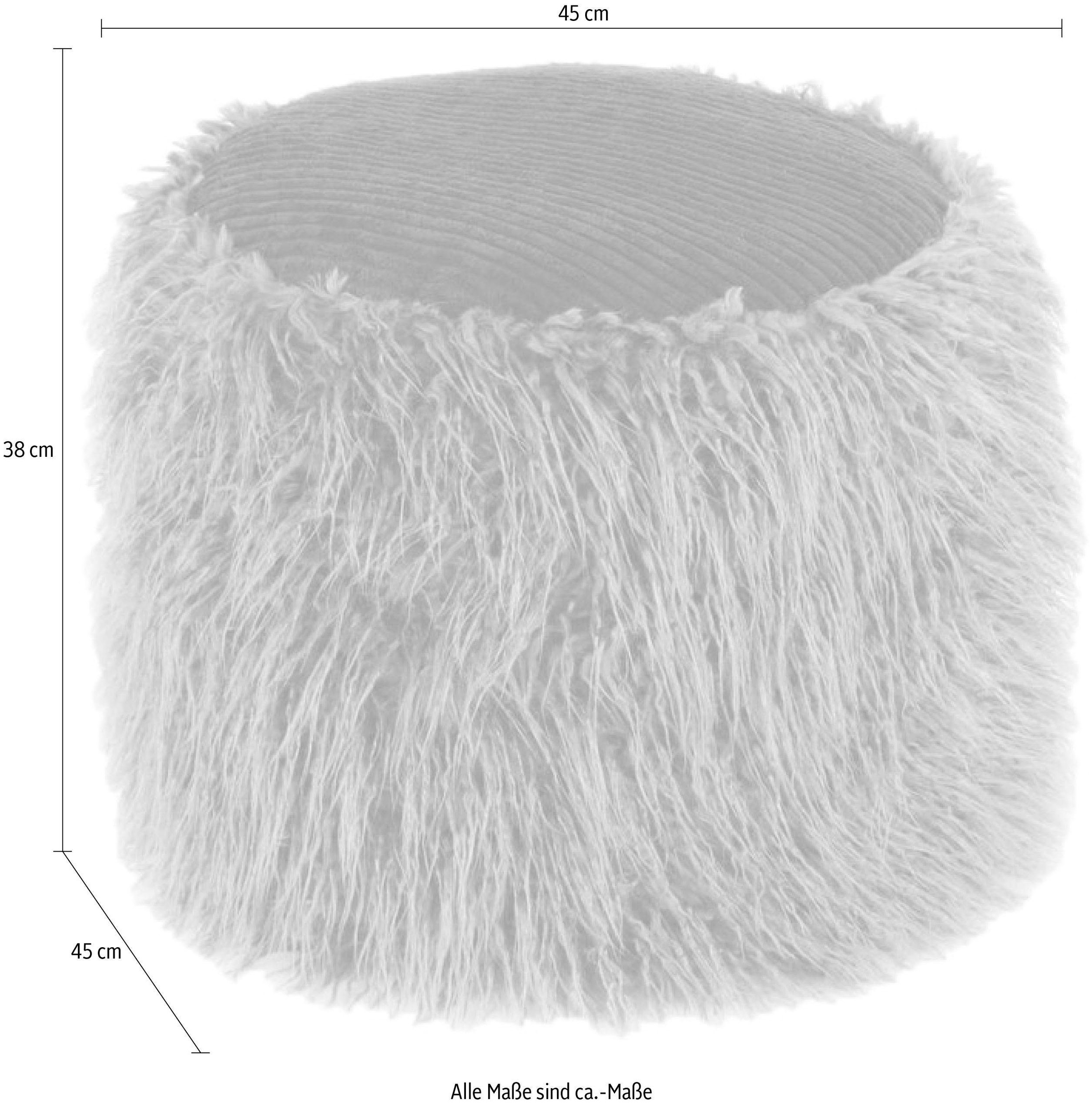 Kayoom Pouf »Fellpouf Bobtail 125, Fellhocker in zweifarbigem Design«, (1 St.), modern, dekorativ, kindersicherer Reißverschluss an der Unterseite