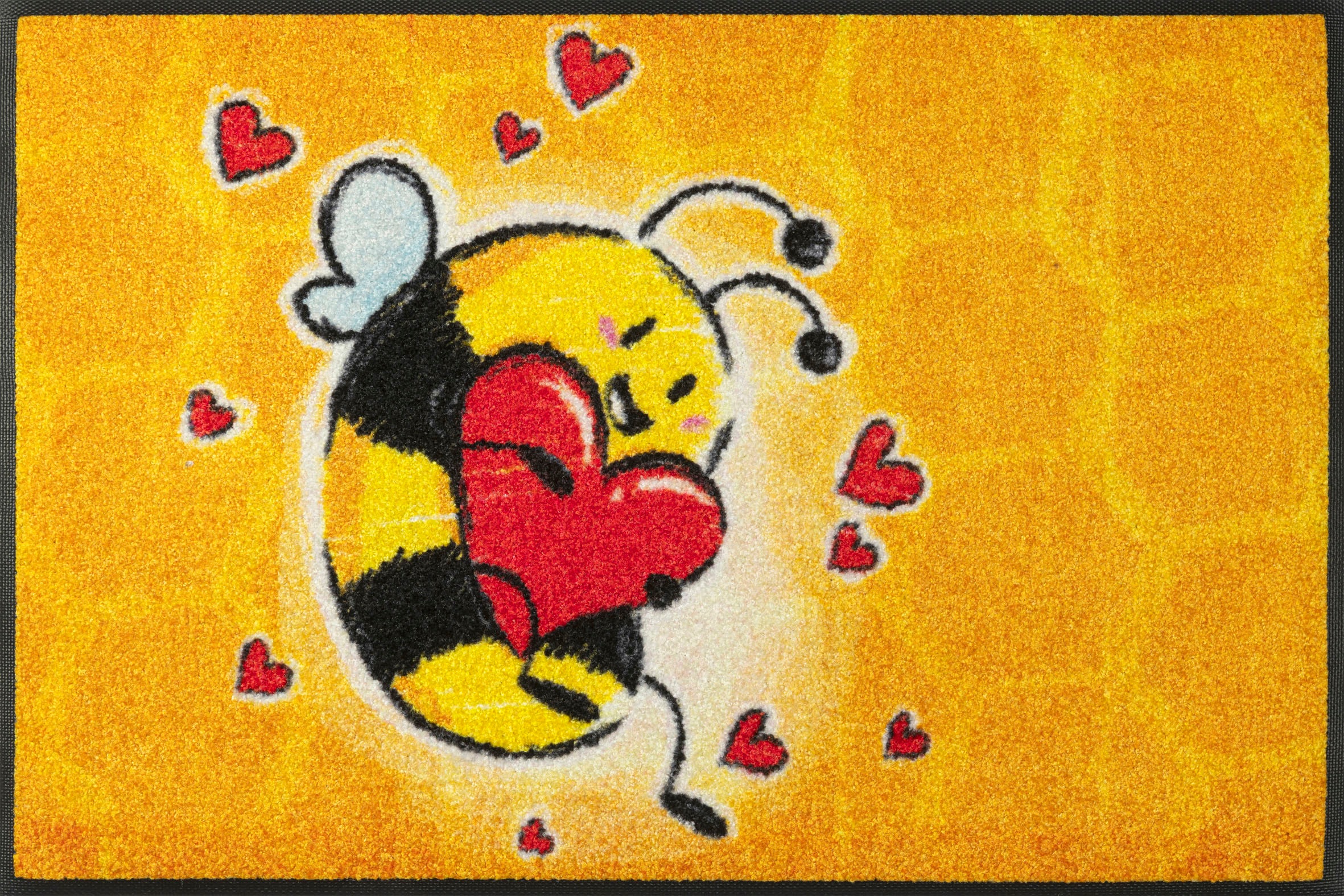 wash+dry by Kleen-Tex Fußmatte rechteckig, »Bee in Schmutzfangmatte, Motiv Love«, Biene, waschbar rutschhemmend