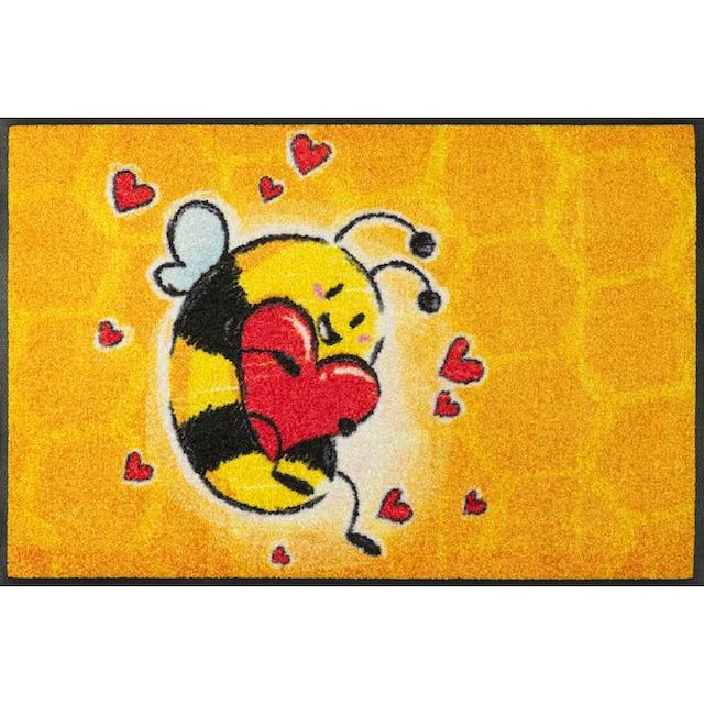 wash+dry by Kleen-Tex Fußmatte »Bee in Love«, rechteckig, Schmutzfangmatte,  Motiv Biene, rutschhemmend, waschbar