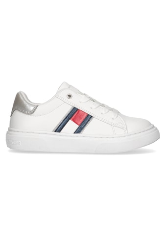 Tommy Hilfiger Sneaker »FLAG LOW CUT LACE-UP SNEAKER WHITE/PLATINUM«, mit Kontrastbesatz kaufen