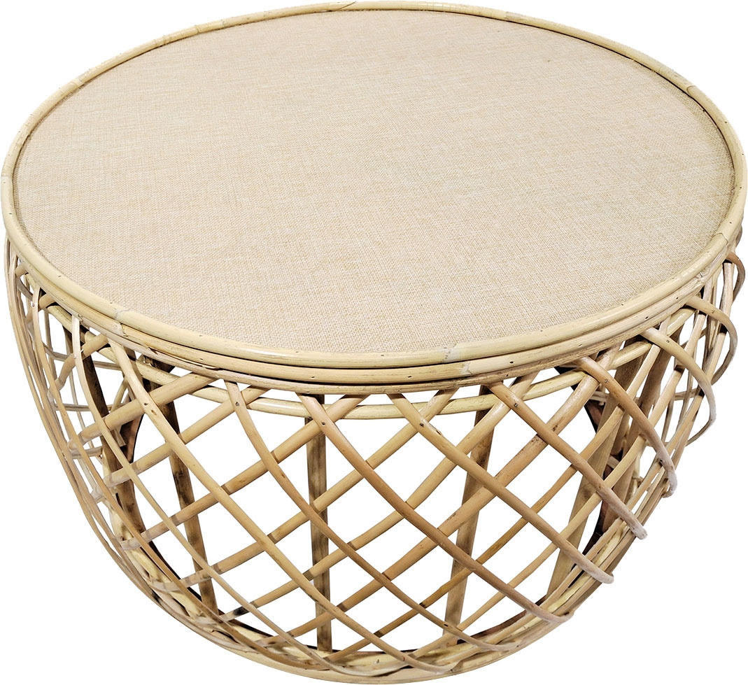 Kayoom Beistelltisch »Rattan Tisch Massa 125, Beistelltisch mit Hingucker-Qualität«, (1 St.), Bohostyle, Handgemacht, Naturmaterial, zeitlose Erscheinung