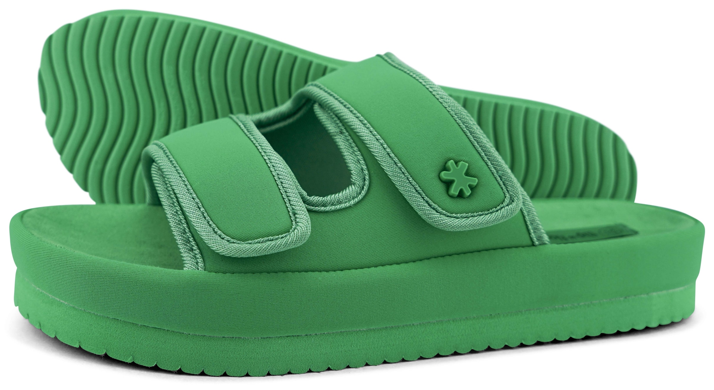 Flip Flop Pantolette »velcro*flower«, Plateau, Sommerschuh, Schlappen mit Plateausohle